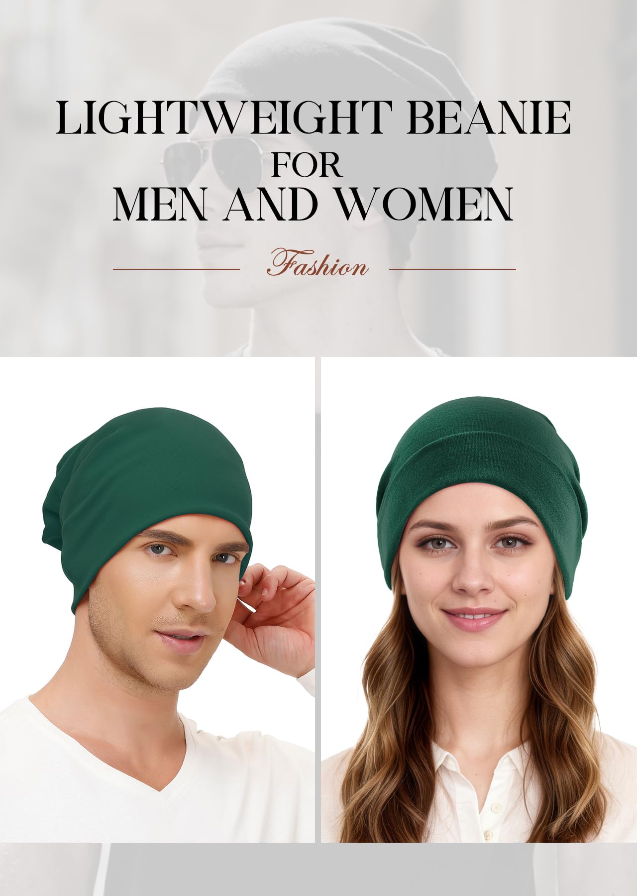 Berretto per uomo/donna Slouchy Beanie Cappelli Hip Hop Skull Cap Baggy Elegante Leggero Cappello Cappellino, A verde.