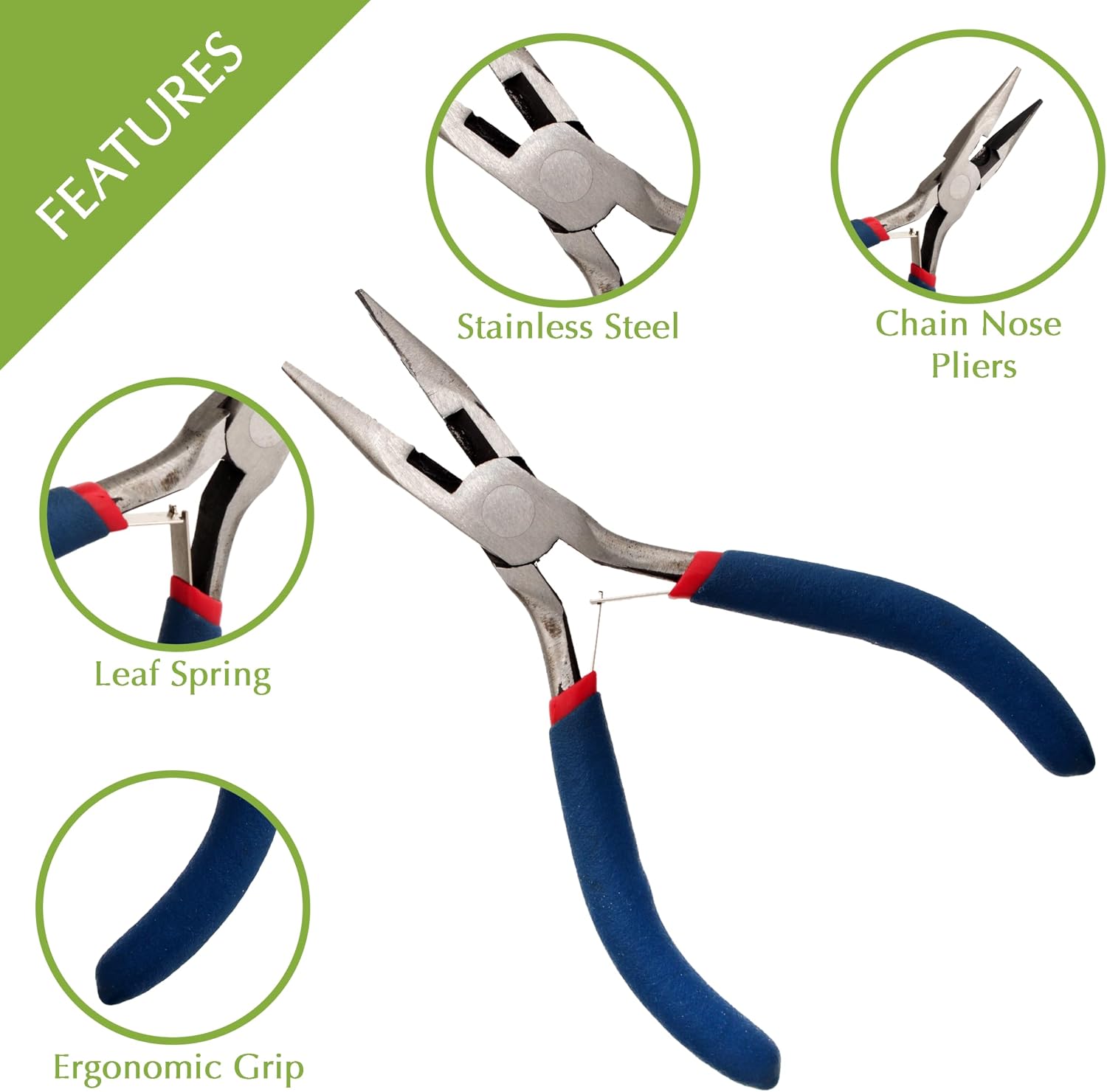 John Bead Econo Pliers Chain Nose w/Cutter | Multi Purpose Tool | Jewelry Tool | Stainless Steel