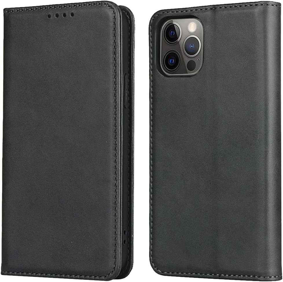 for iPhone 12/12 Pro Wallet Case with Card Holder, PU Leather Magnetic Kickstand Feature Shockproof Protective Flip Cover Case for iPhone 12/12 Pro - Dark Gray