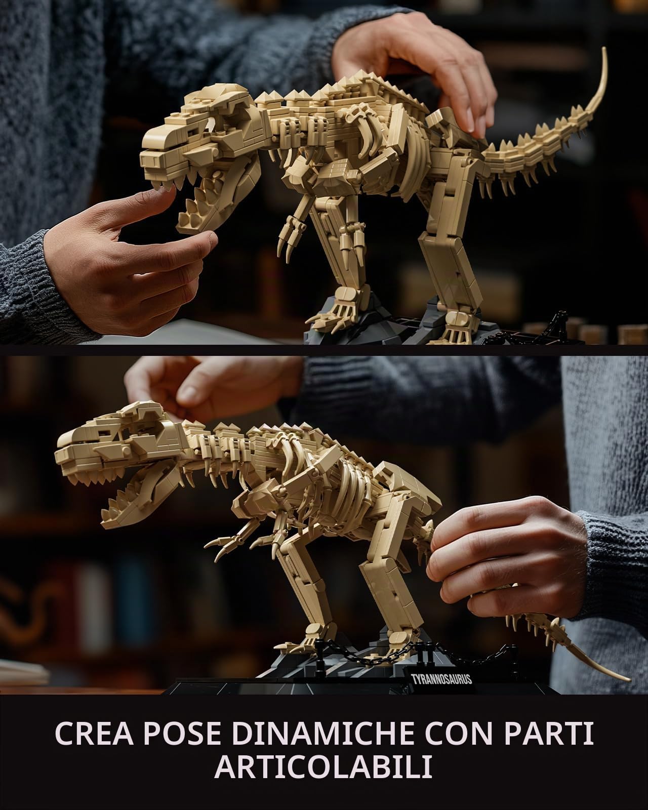 Nifeliz Tyrannosaurus T.Rex Dinosauri fossili a morsetto, scheletro dinosauro decorazione animale, kit di articoli e decorazioni per casa e ufficio (826 pezzi, NF10343)