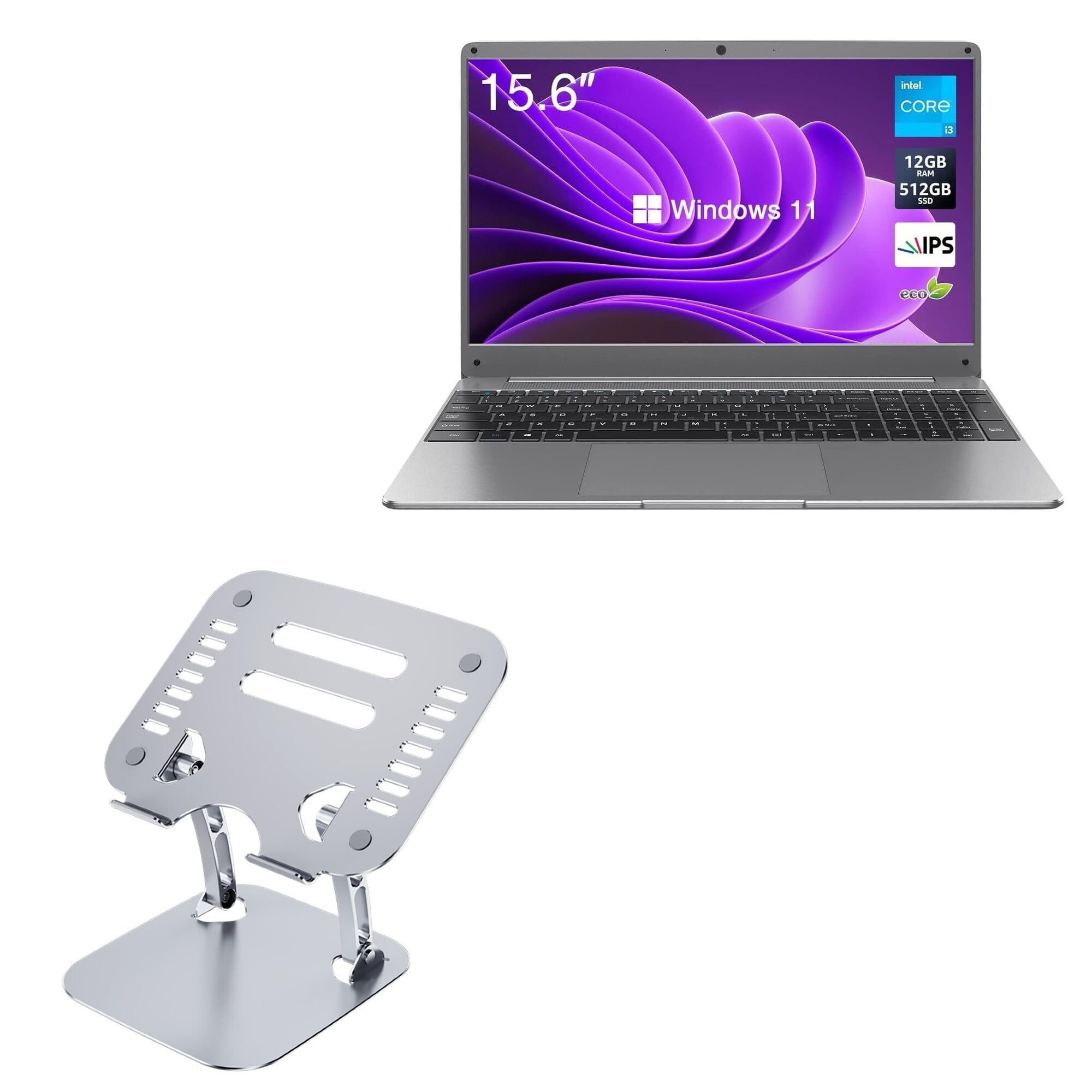 BoxWave Stand and Mount Compatible with ECOHERO Lambda Laptop (15.6 in) - Executive VersaView Laptop Stand, Ergonomic Adjustable Viewing Angle Metallic Riser - Metallic Silver