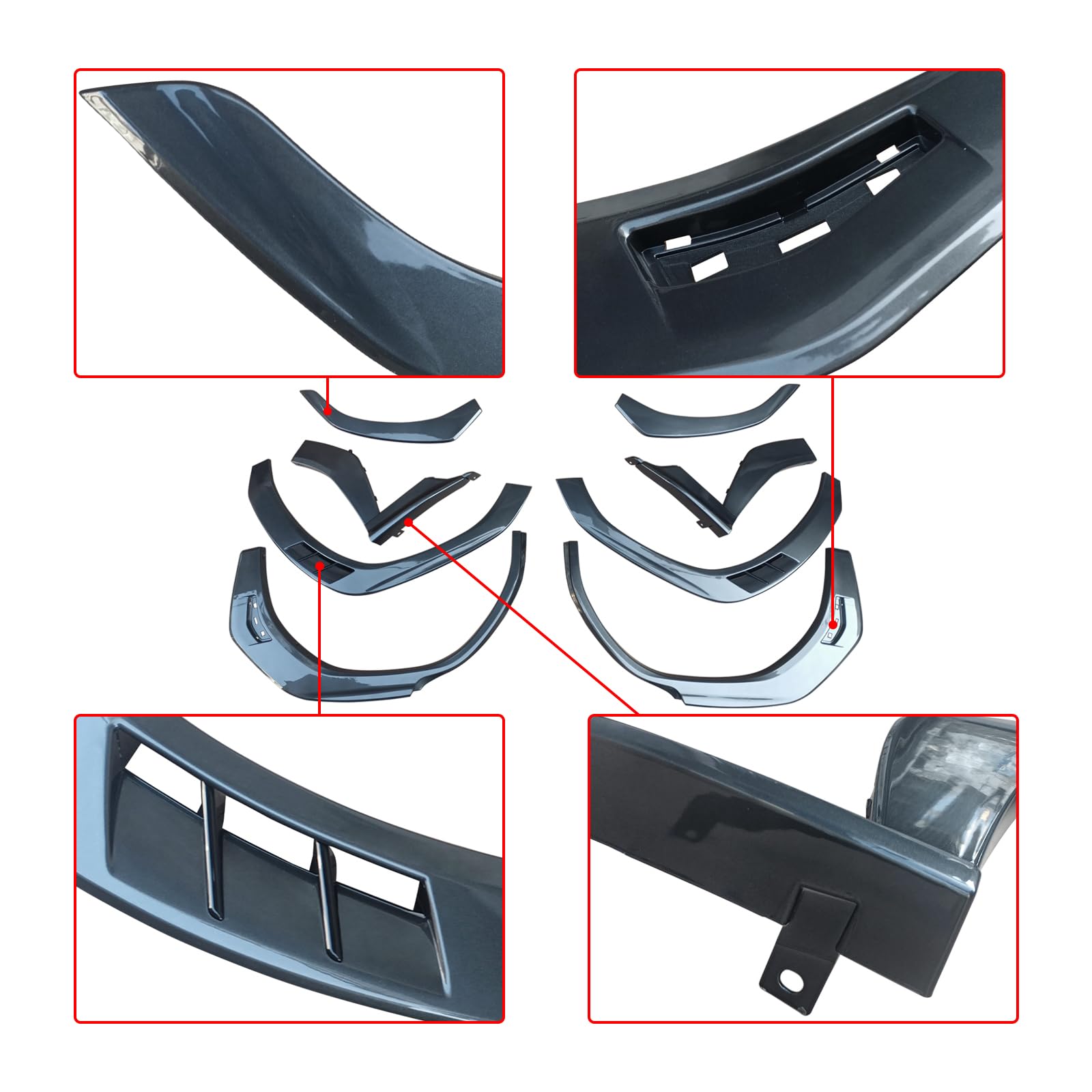 YOUNGERCAR Fender Flares Wheel Arch Extension Cover Trim for 2022-2026 Subaru WRX Gray Plastic Car Accessories 8pcs — view 4