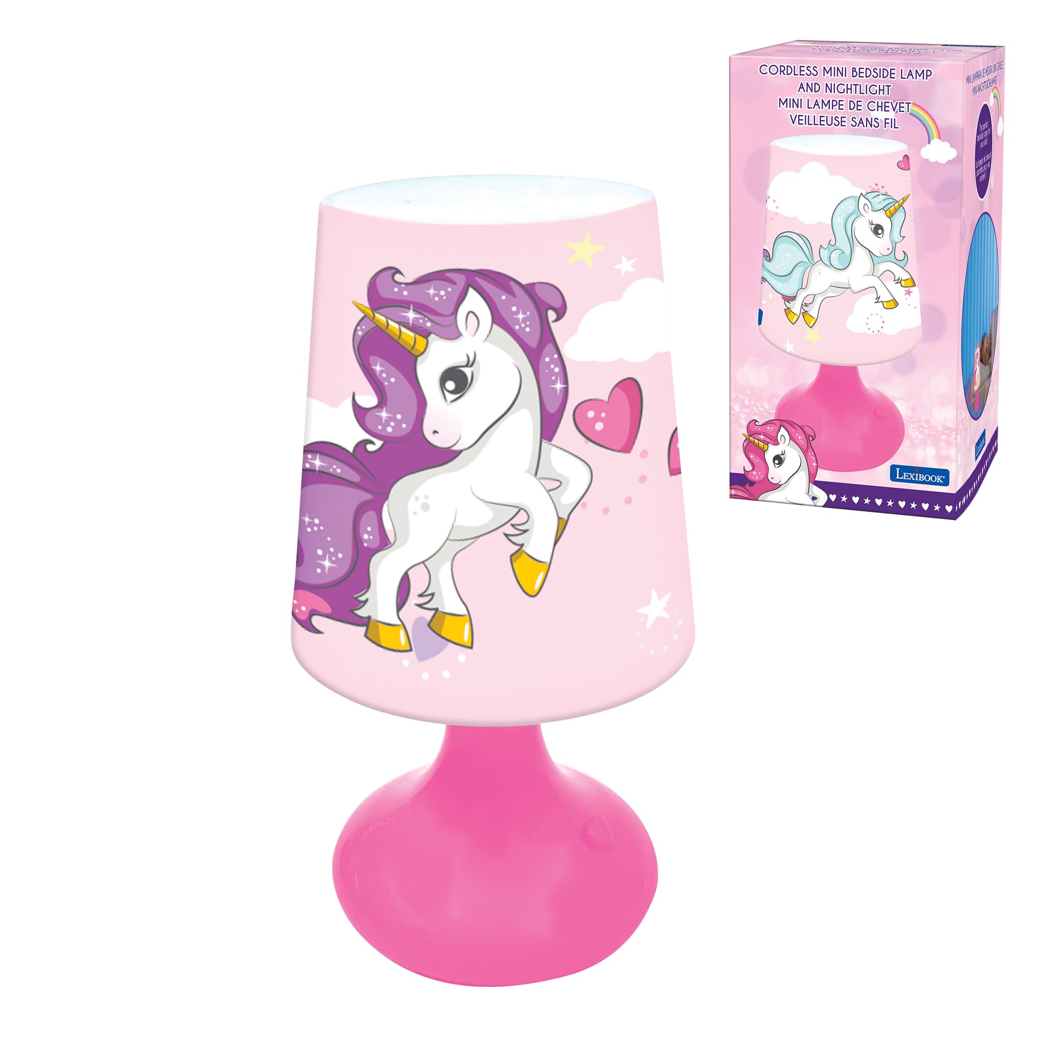 LEXIBOOK, Unicorn, Mini Cordless Bedside Lamp and Nightlight, MLT10UNI