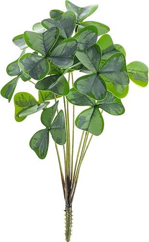 Didiseaon 1 ramo de plantas artificiales de trébol ramas de seda hojas del día de San Patricio decoraciones de fiesta irlandesa