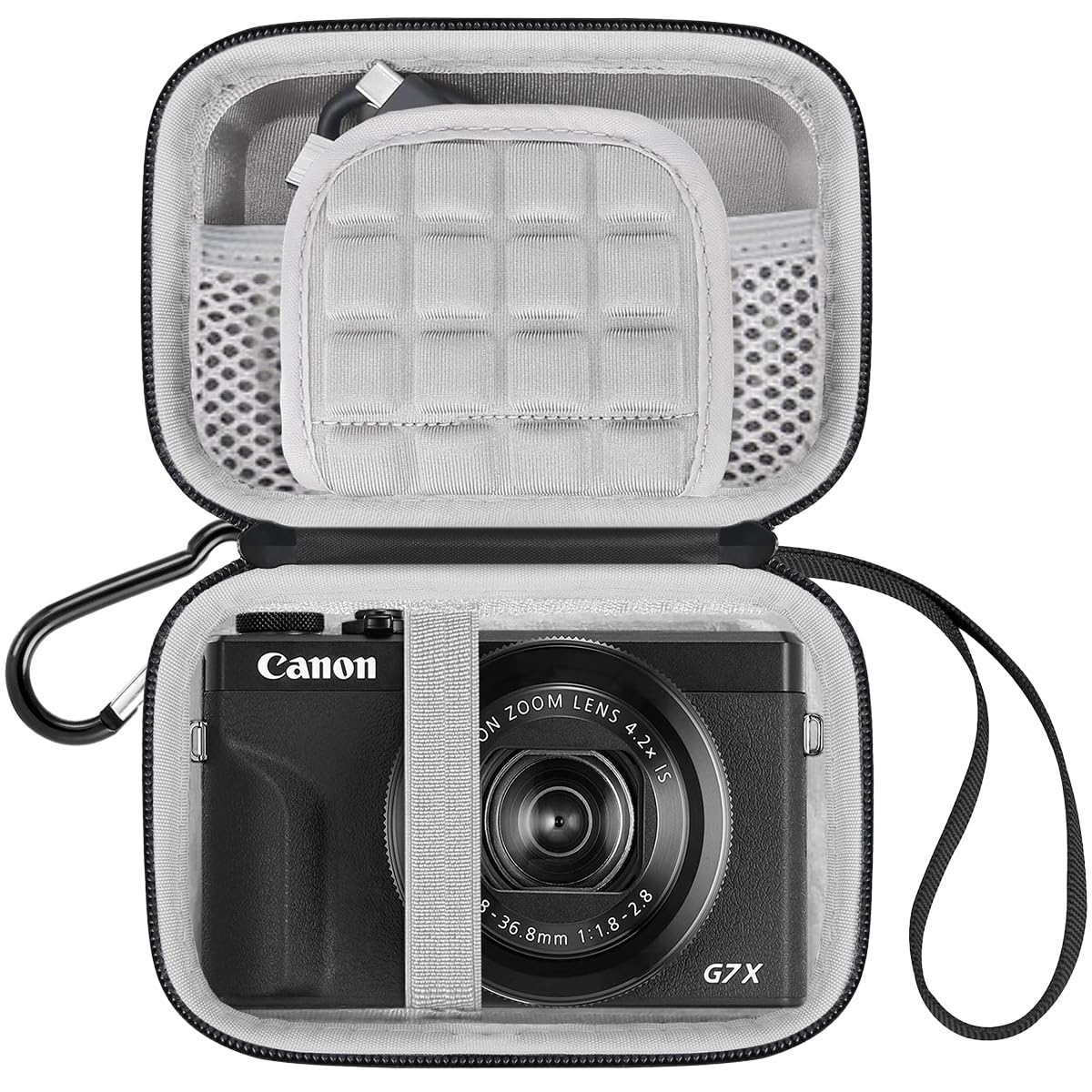 T Tersely Camera Carrying Case for Canon PowerShot G7 X Mark III/II、Canon SX740 HS/IIXUS 285 HS, Protective Camera Storage Trave Bag,Mesh Bag Fits Batteries, Cable, Memory Card, Card Reader (Black)