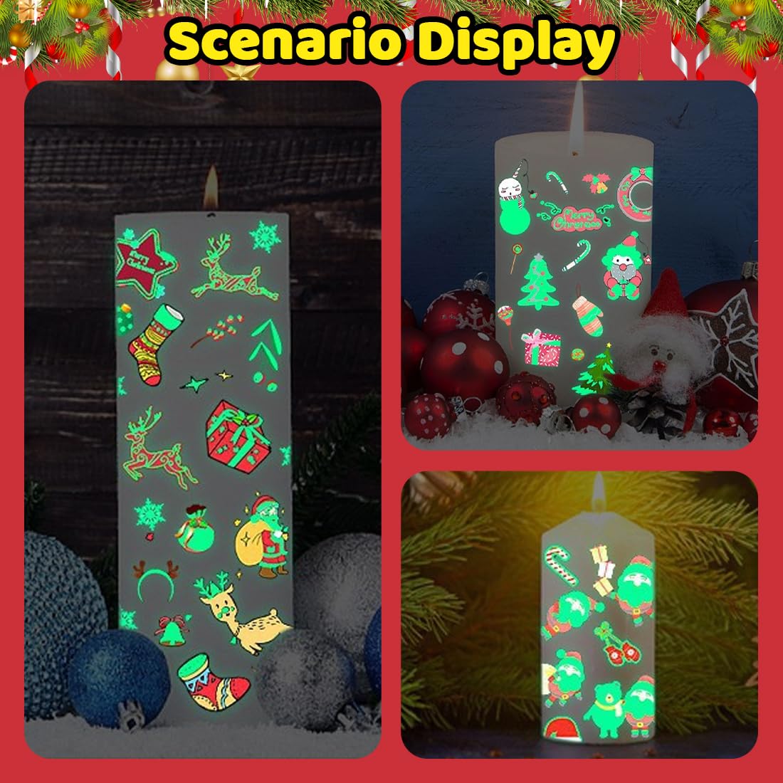 Leesgel Regalo Natale Bambini, 120 Stili Tatuaggi Luminosi Di Natale