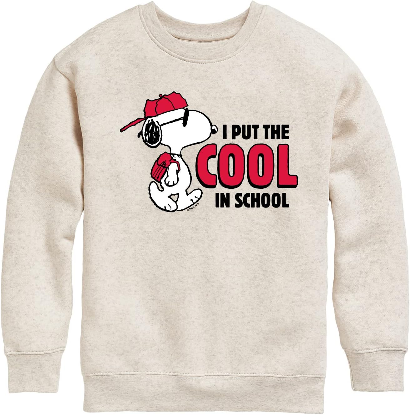 HYBRID APPAREL - Peanuts - Snoopy - I Put the Cool in School - Toddler & Youth Crewneck Fleece Sweatshirt