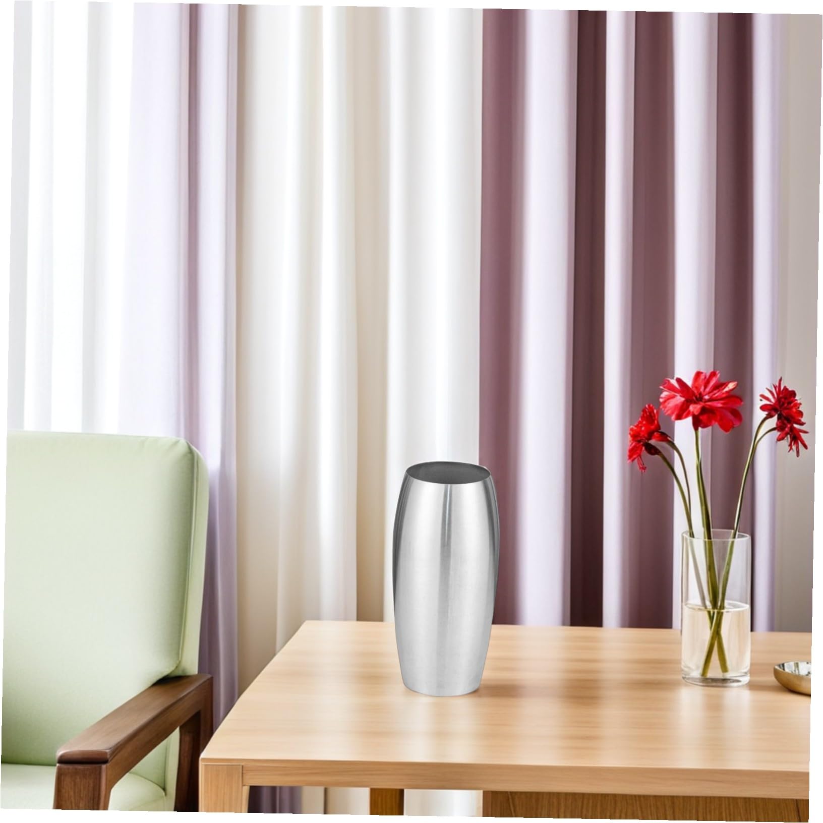 Cabilock Silberne Edelstahl Blumenvase Modern Elegant Hoch 30cm Leicht zu Reinigen für Hochzeitstischdeko und Wohnraumdekoration