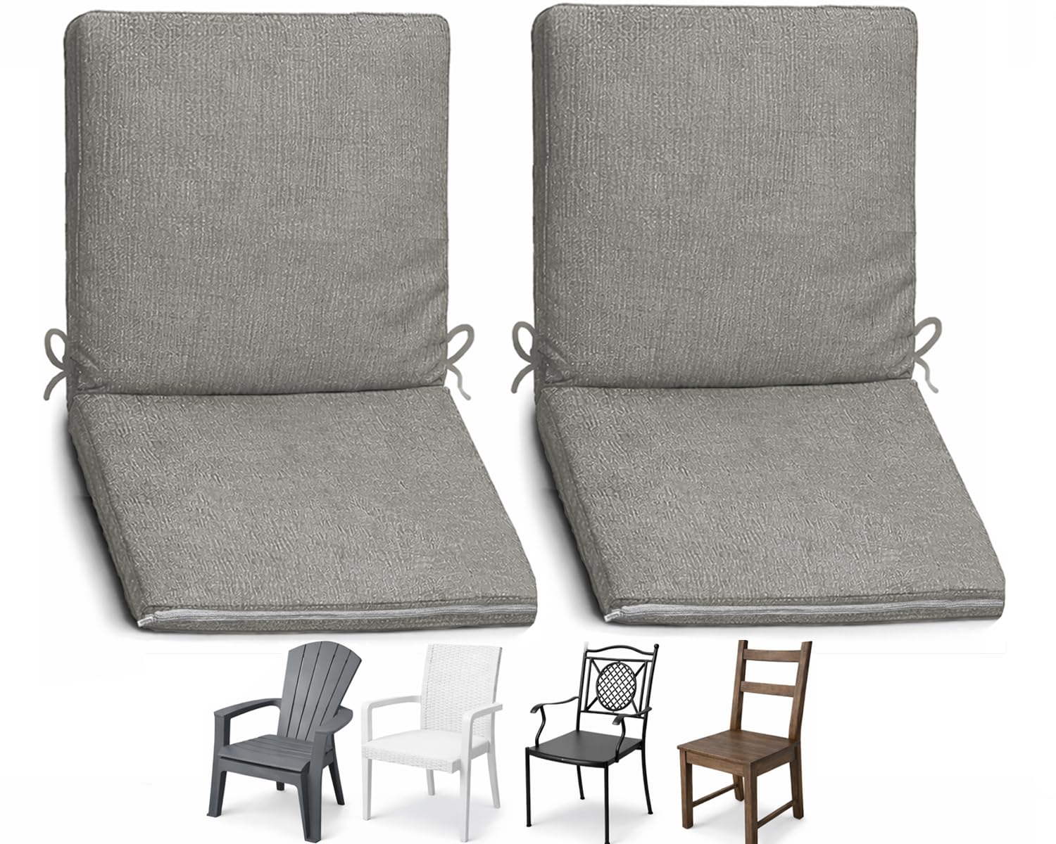 HAND Cuscino con Schienale per Sedia - Cuscini Sedie Interno ed Esterno, Morbida Imbottitura, Per Giardino o Casa - Made in Italy (2, Ecrù, 90x41 cm)