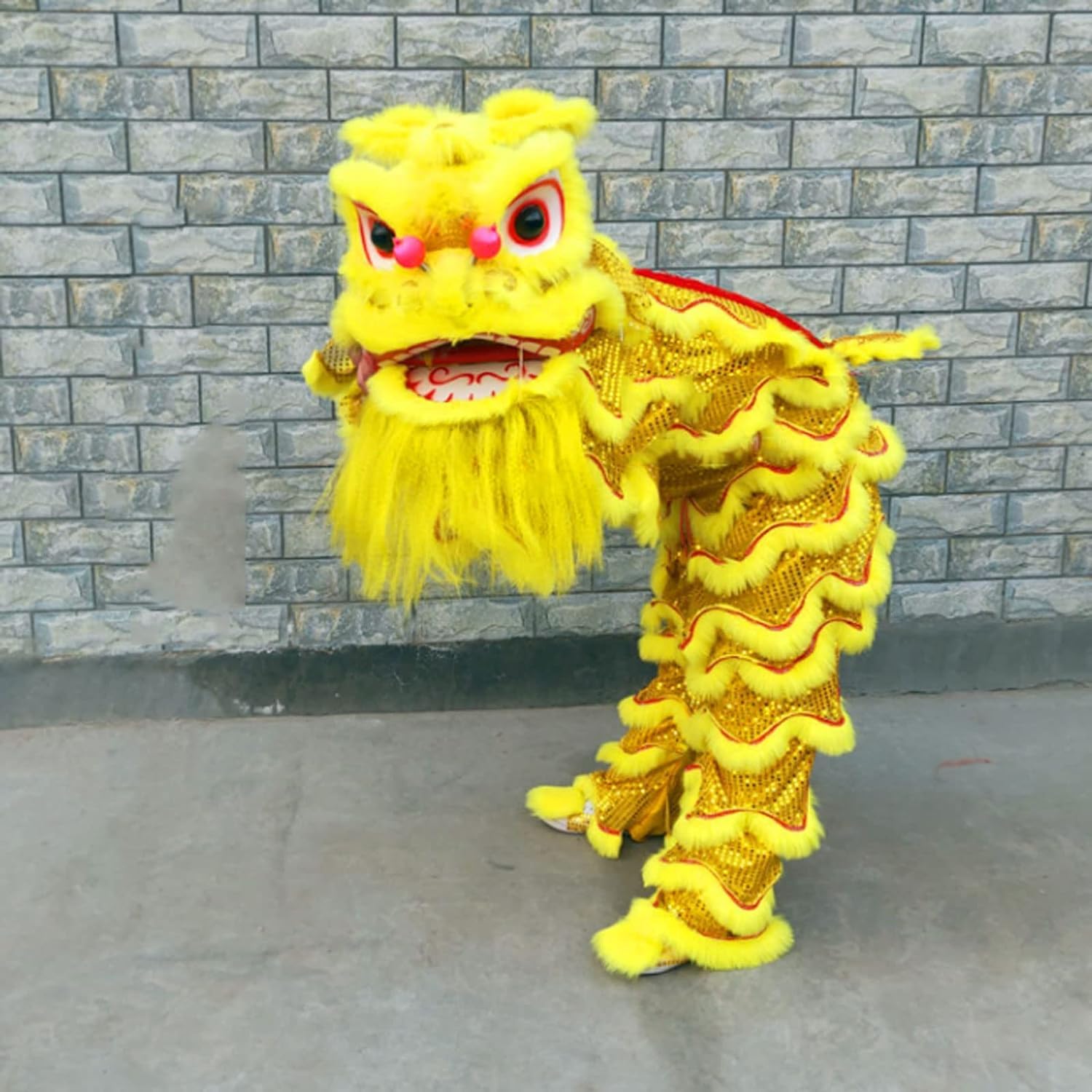 Drago Cinese per Feste Danza del Drago Cinese Puntelli di Leone Costume Spettacolo Paillettes Accessori per La Senior Arte Popolare Feste Cinesi in Italia(Yellow)