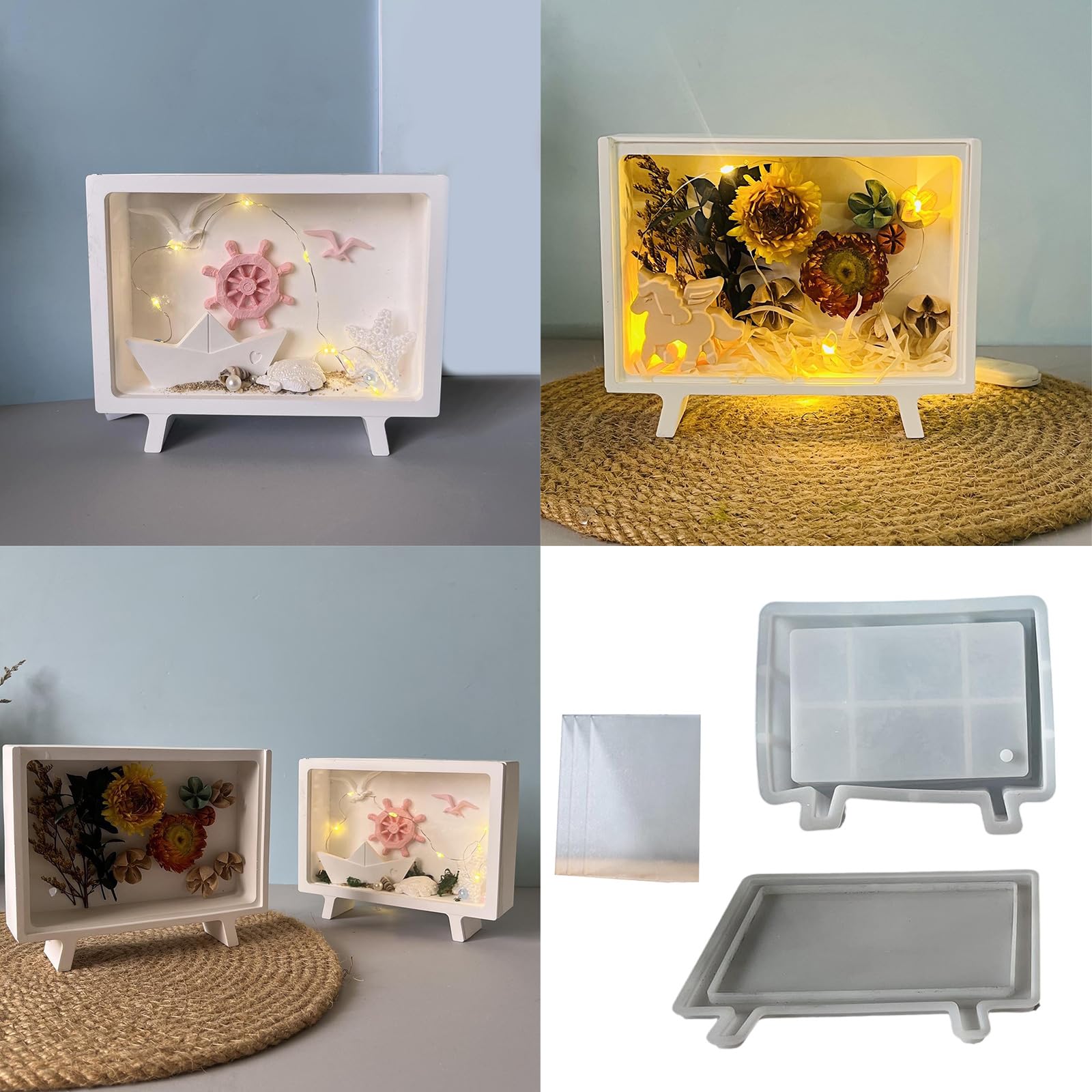 Molde de almacenamiento de silicona fácil de disolver para resina y regalos creativos paisaje, contenedor rectangular, moldes epoxi, moldes decorativos de silicona para manualidades