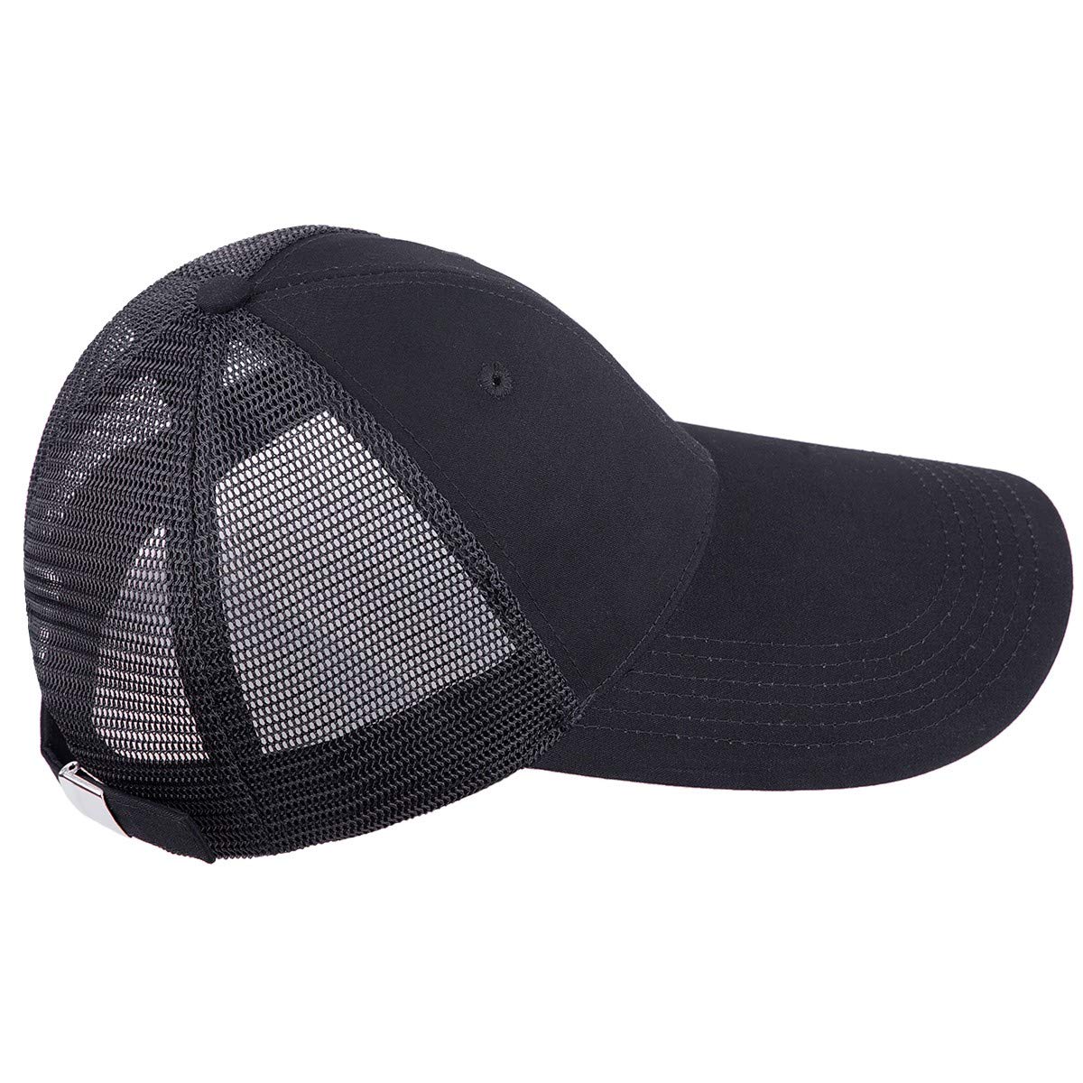 Sportmusies Gorras de béisbol de ala extra larga para hombres y mujeres, visera transpirable ajustable, Negro -, Medium