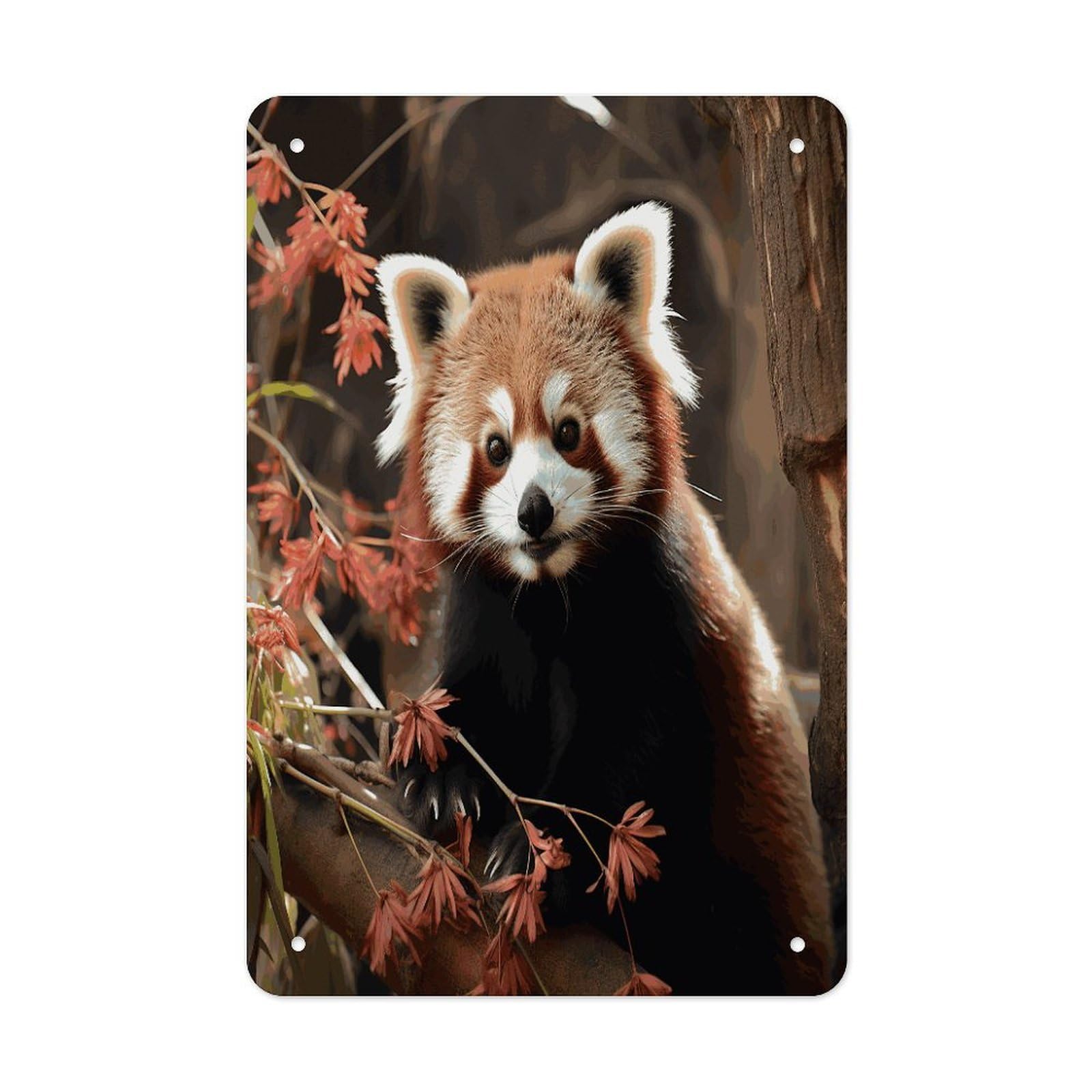 LDGSUPH Red Pandas Wall Art Prints Folded Edge Iron Sheet Painting with Holes for Wall Prints Decorative Picture Metal Signboard Decor Painting for Outdoor Indoor Wall Decor