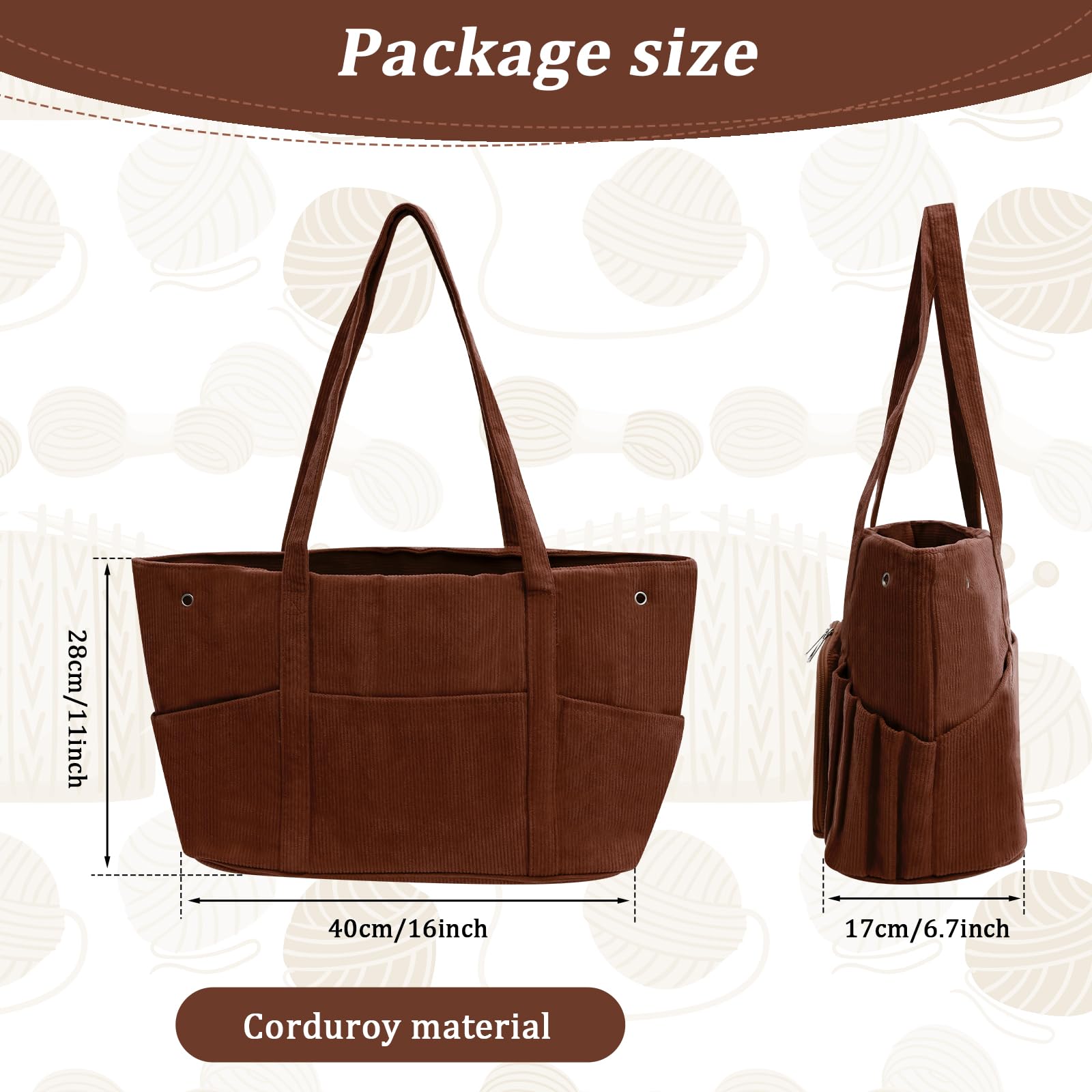 Crochet Bag Organizer,Corduroy Yarn Bag, Yarn Storage Organizer, Yarn Holder for Crocheting Knitting Bag for Crochet Hooks, Crochet Accessories, Knitting Bag for Crochet Lovers, Mother's Day Gift