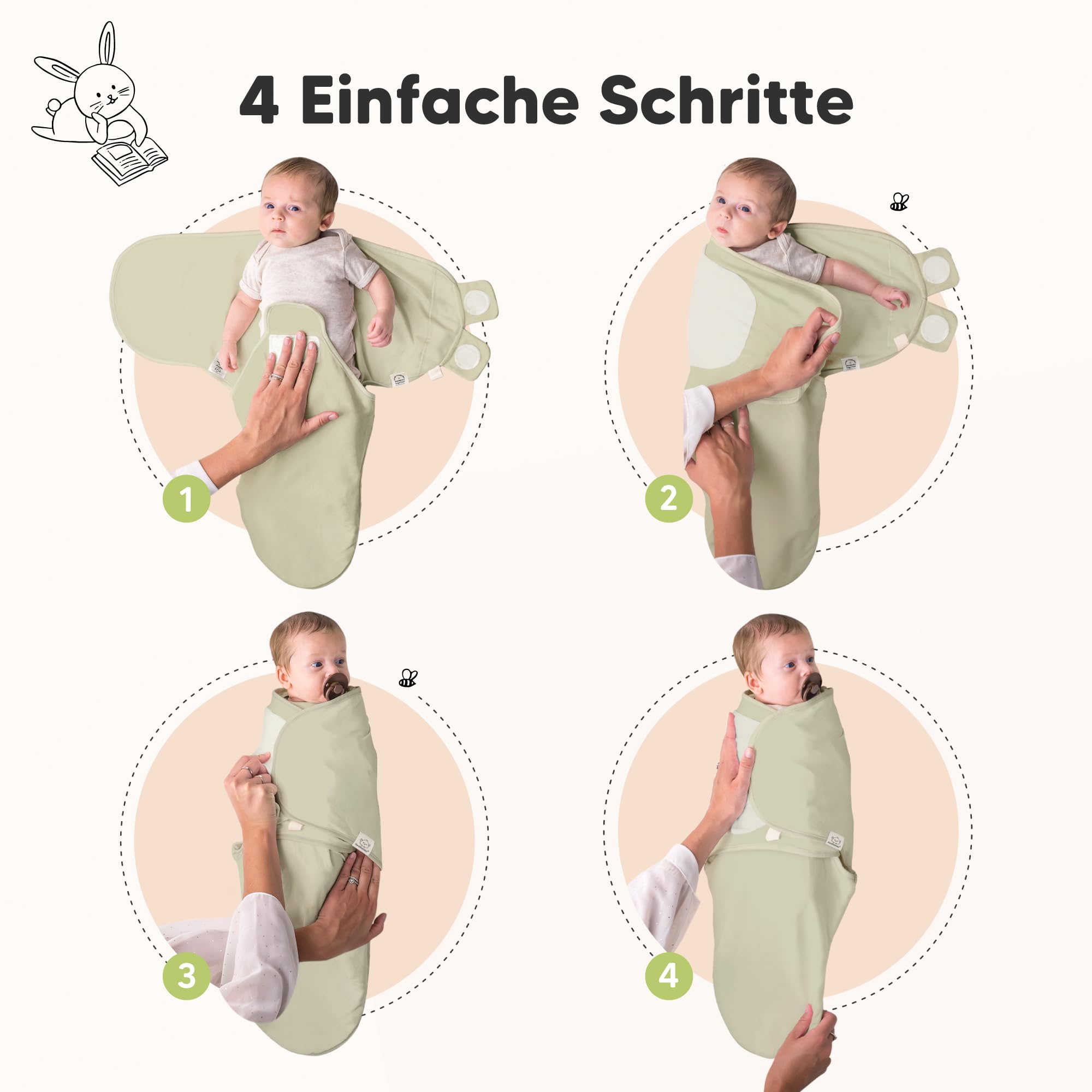 3-Pack Bio Swaddle Schlafsack Baby - Pucksack Baby 0-3 monate für Neugeborene, Weich und Gemütlich Pucktuch Säuglinge fur Mädchen, Jungen, Babyschlafsack Neugeborene, Atmungsaktiv (Dino Ridge) | Baby Mädchen Jungen Weiche Bio-Baumwolle Neugeborene Pucksac