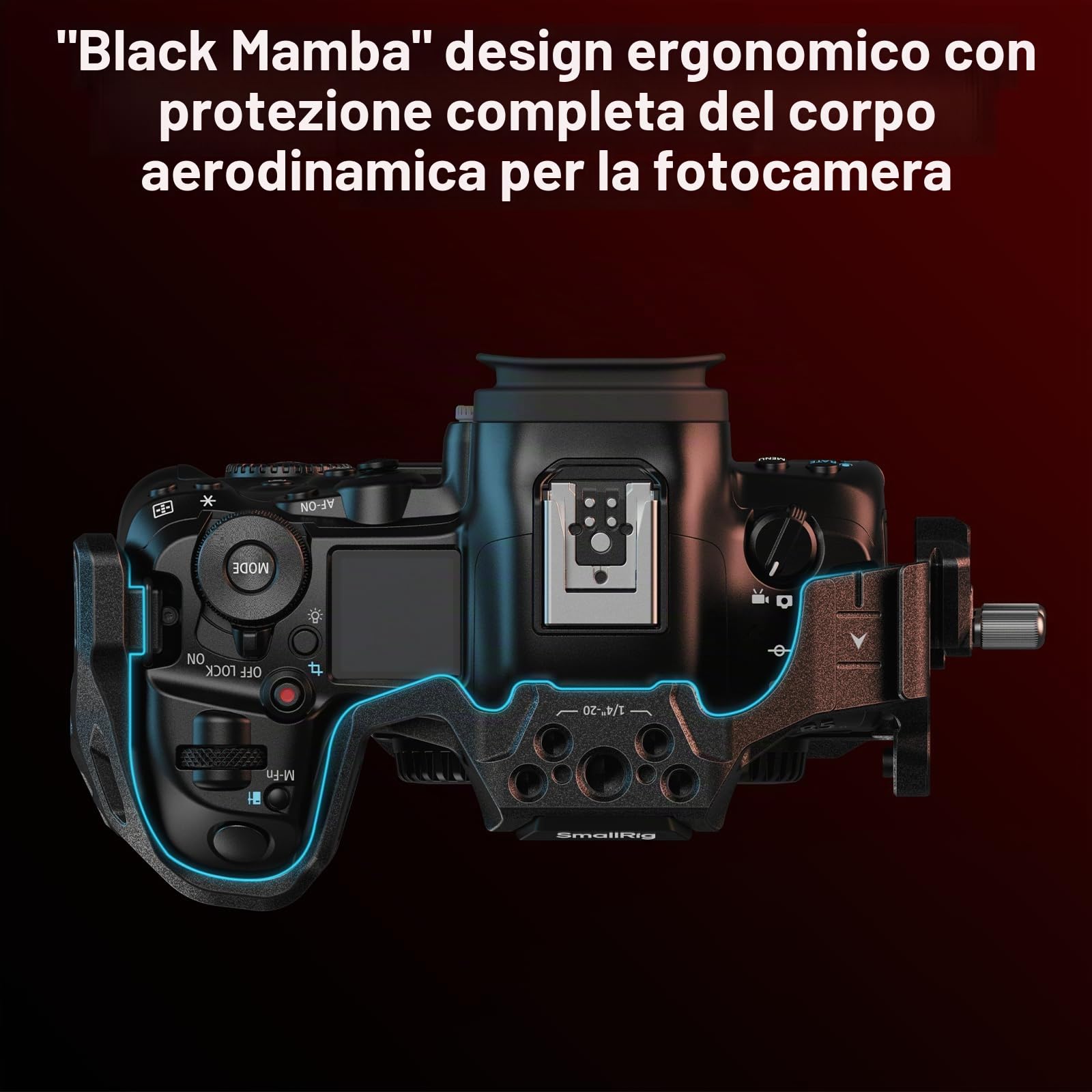 SMALLRIG R5 II Cage per Canon EOS R5 Mark II, "Black Mamba" Gabbia per Fotocamera in Lega di Alluminio, Anti-Torsione, Piastra a Sgancio Rapido Integrata per Arca-Type, Cold Shoe - 4975