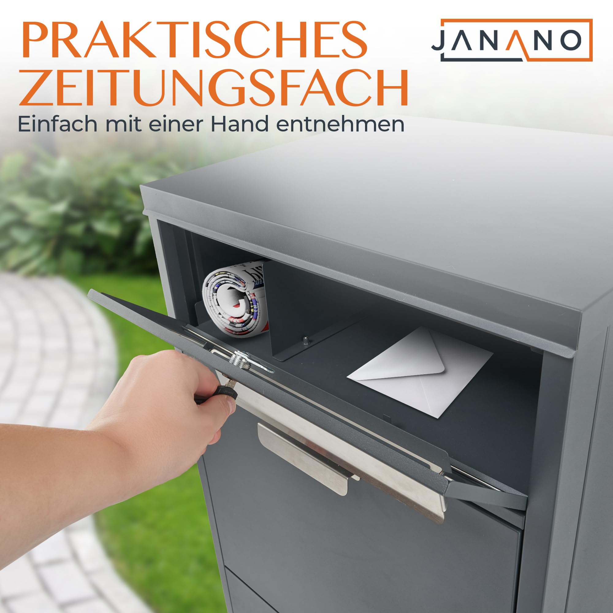 Paketbox mit Zeitungsfach - Paketbriefkasten Witterungsbeständig, Briefkasten mit Paketfach Anthrazit, Paketkasten, Diebstahlschutz, Paketbox draussen groß XXL Montageanleitung