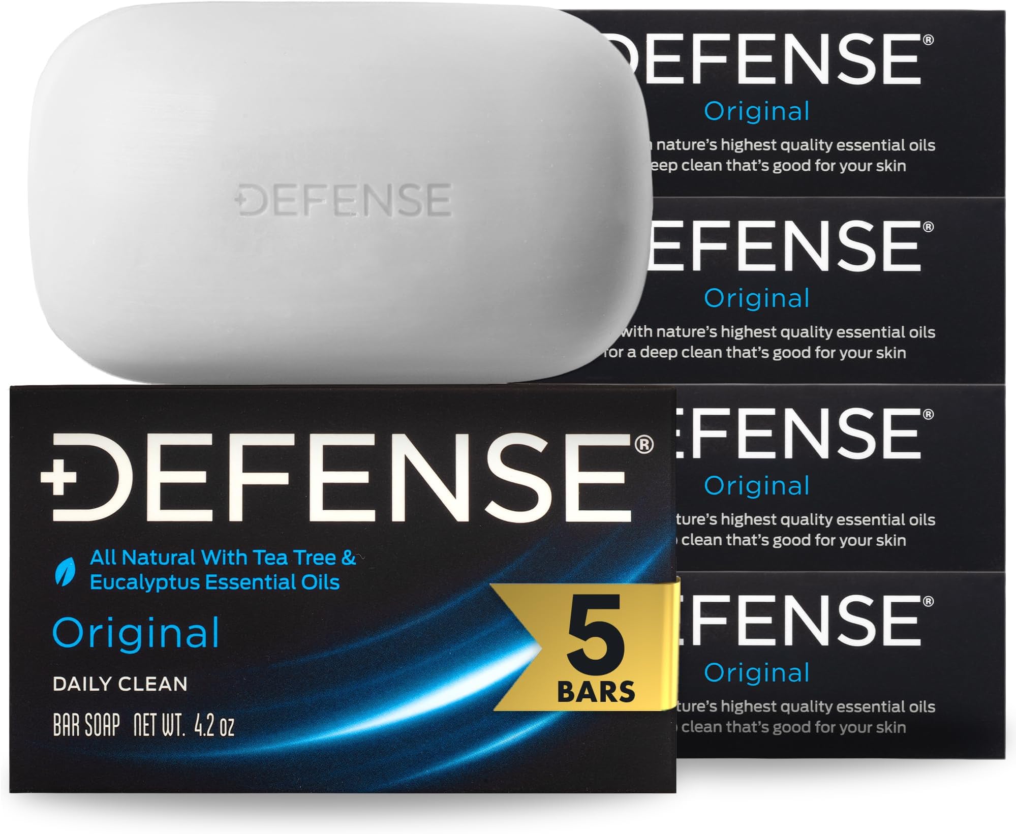 Defense Soap 5pk All Natural Tea Tree Bar Soap for Men | Made by Wrestlers with Tea Tree Oil & Eucalyptus Oil to Promote Healthy Skin