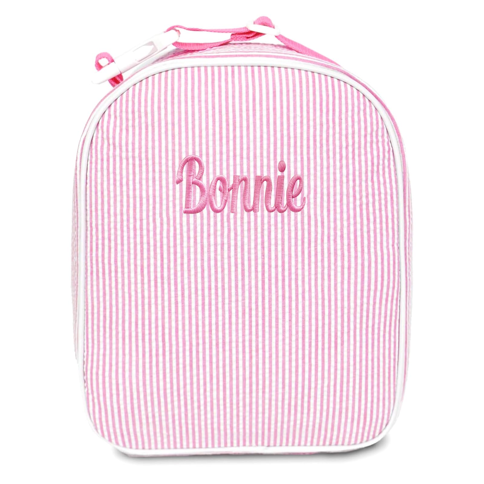 ZGCYSMHT Personalized Seersucker Lunch Bag | Custom Embroidered, Insulated Leakproof Cooler with Adjustable Strap, Lightweight Stain-Resistant Lunch