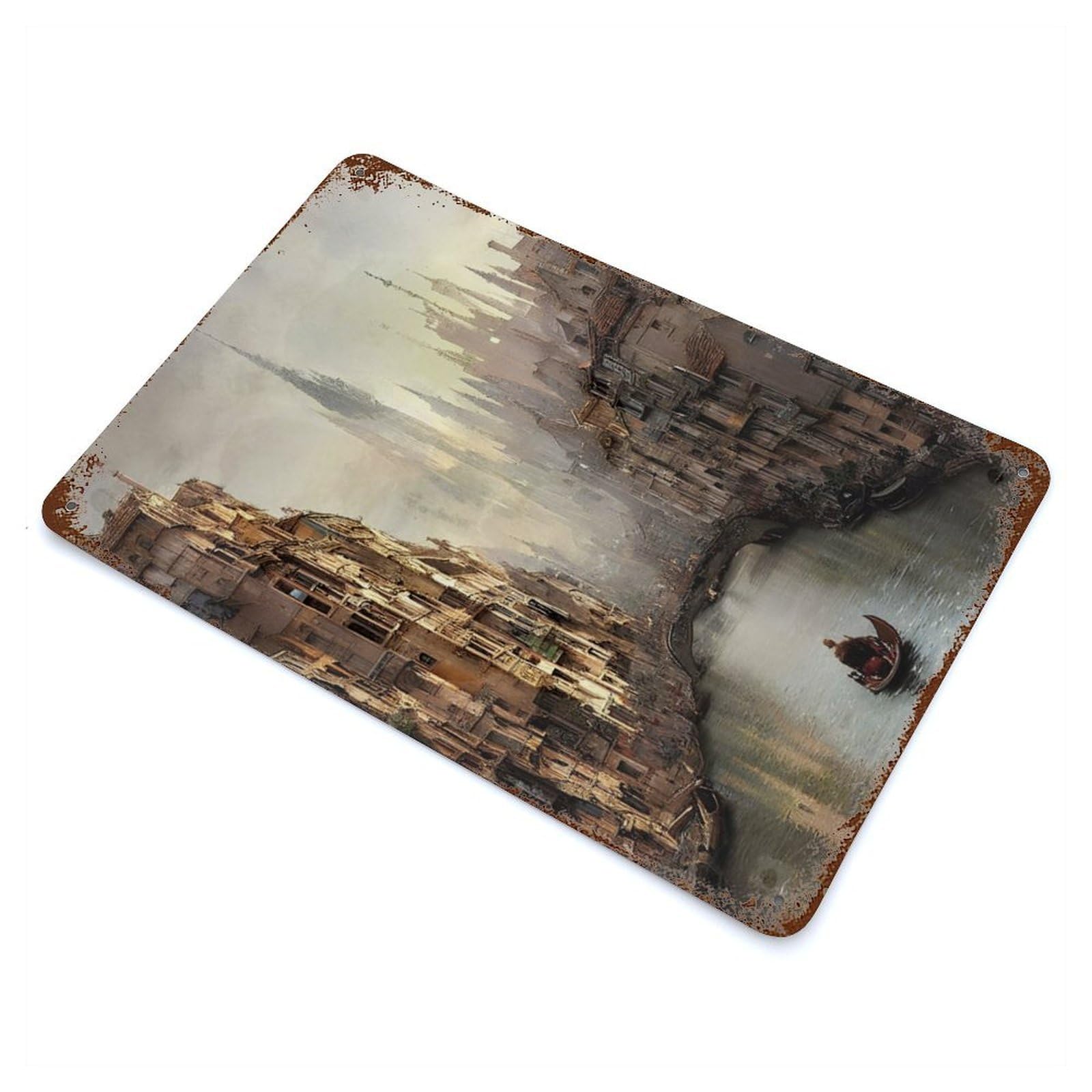 Garage Style Gondolas in Venice Distressed Metal Wall Sign 11.8"x7.9", Novelty Wall Decor for Bar And Workshop