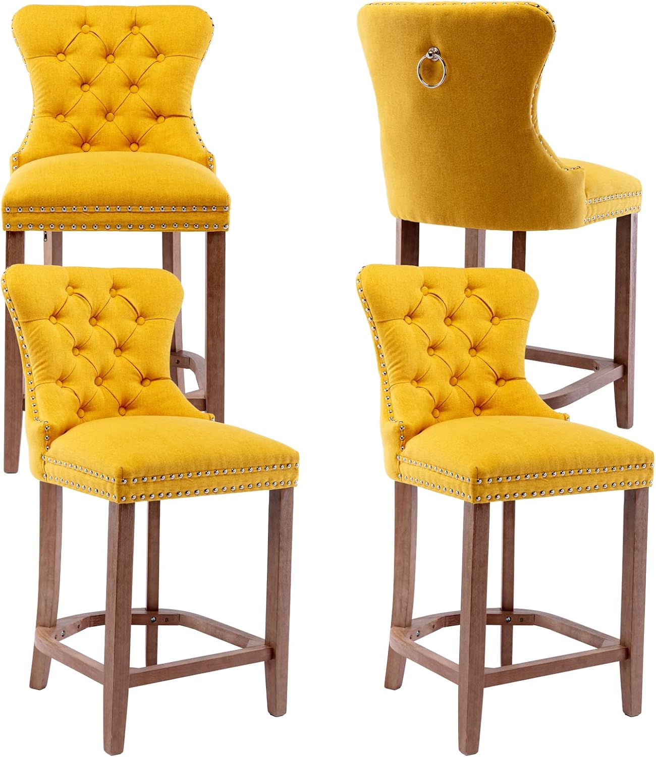 DUOMAY Modern Tufted Bar Stools Set of 4, 26" Counter