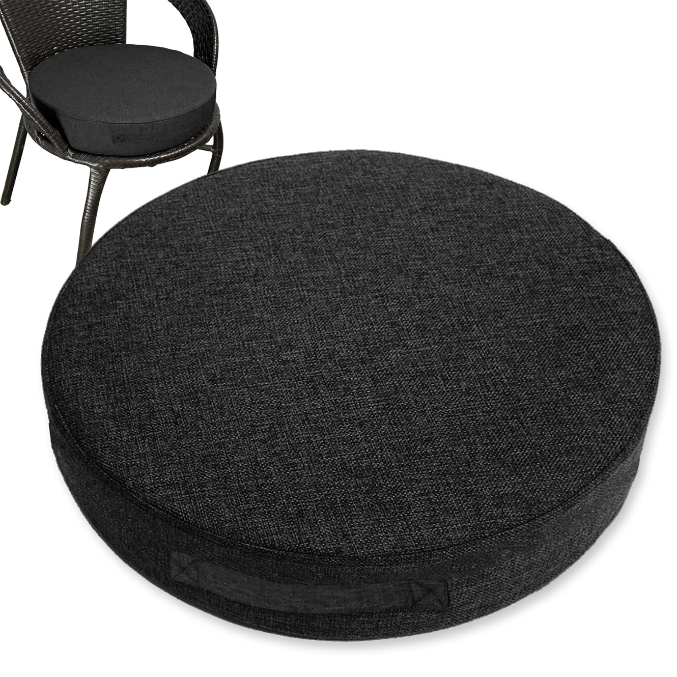 Rr tianshi Thick Seat Cushion Large Recliner Cushions for Elderly with Handle,Non Slip Square Foam Chair Pads for Couch Armchair Chairs or As Floor Pillow (Black,45x45x5cm)