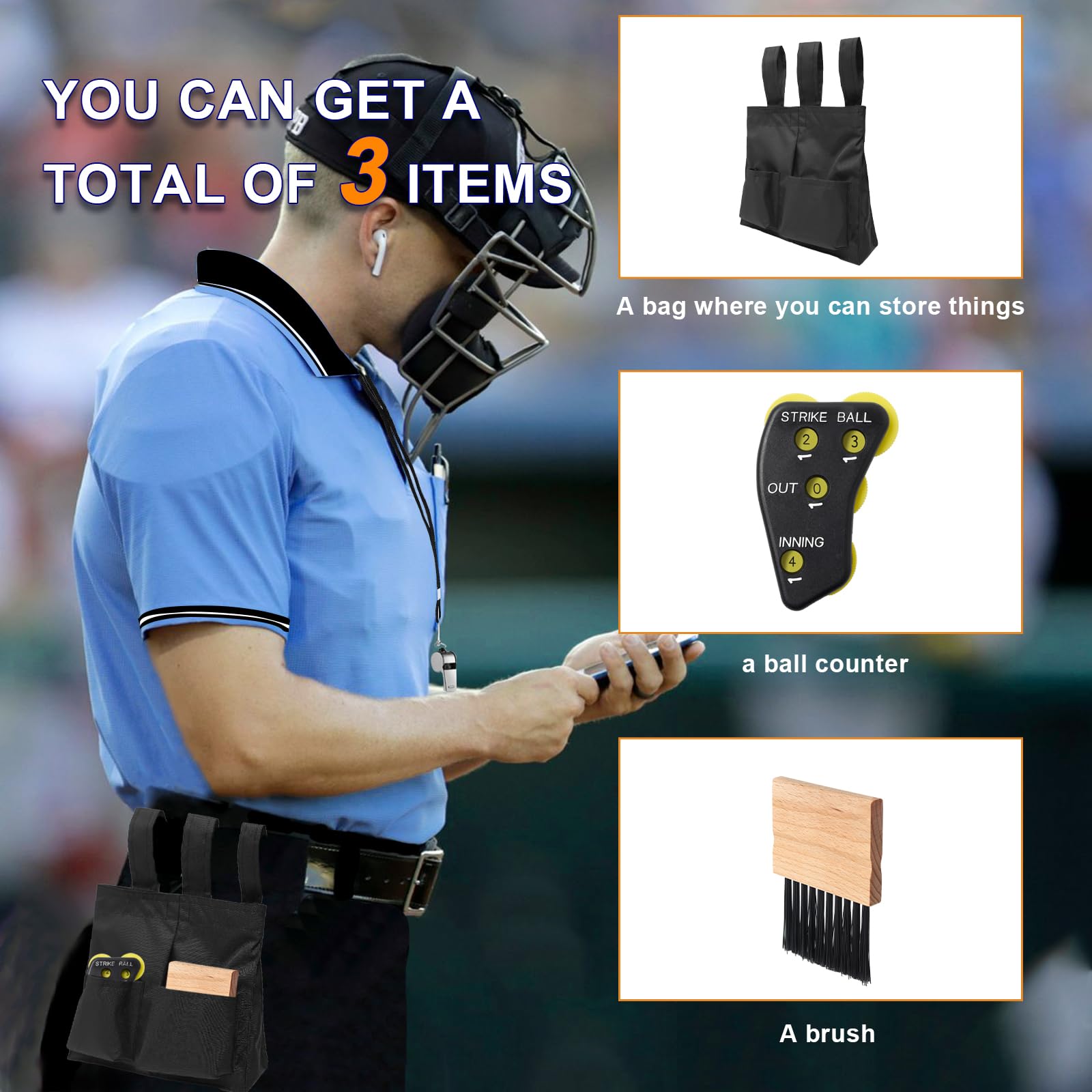 Kit Arbitre Baseball HDB - Plaque Maison, Brosse, Compteur, Indicateur - Neuf