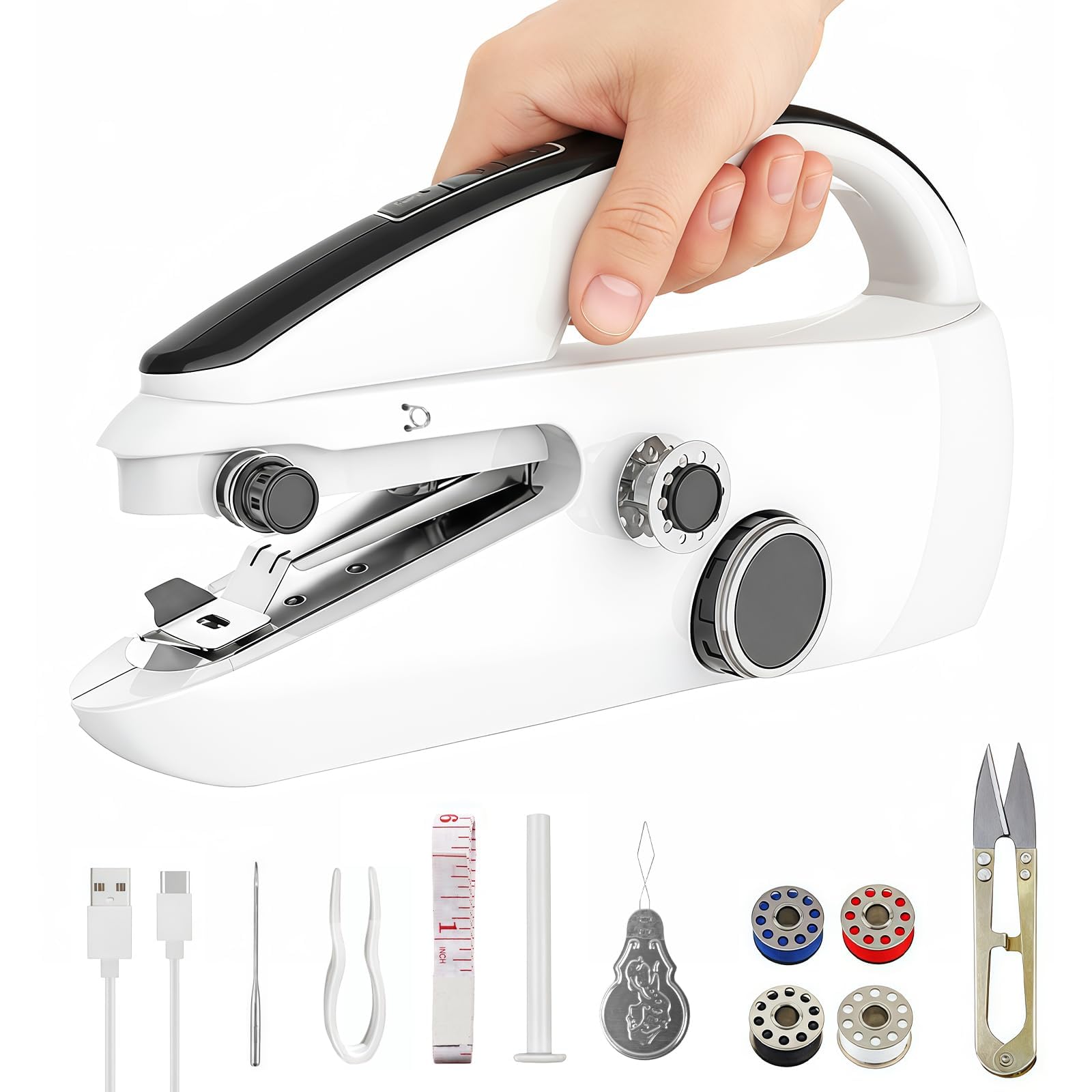 Photo 1 of Ninonly Handheld Sewing Machine for Beginners, Portable Mini Sewing Machine with Two Speed Modes for Quick Home Repairs Birthday Christmas Mom Valentine's Day Gifts