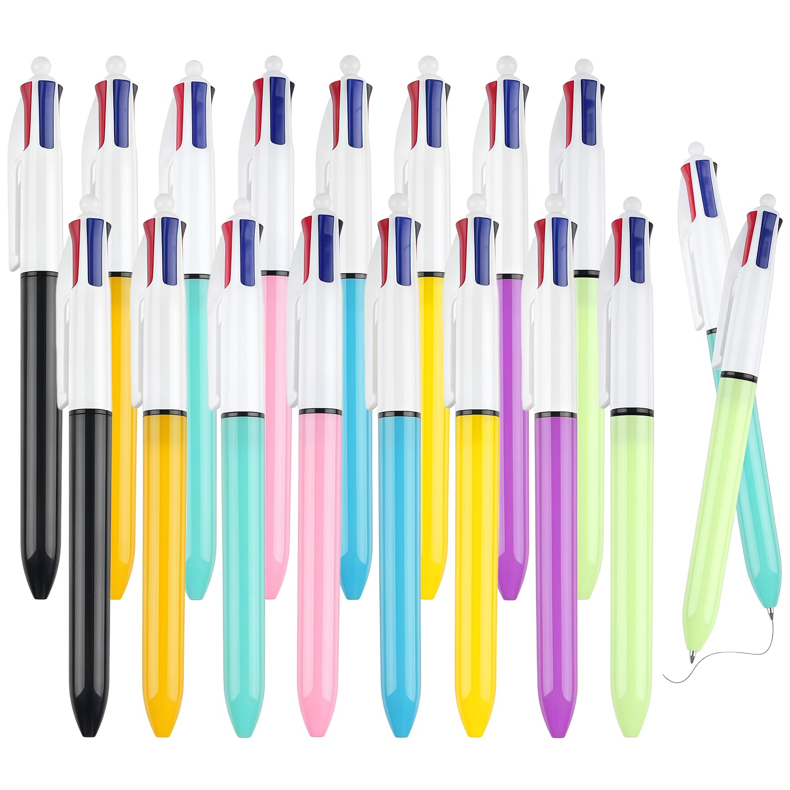 16 Piezas Boligrafo 4 Colores,Bolígrafos Retráctiles de 4 Colores,Bolígrafo Multicolor,Punta de 1 mm,Retráctil Bolígrafos Multicolores,4 Colore para Uso Doméstico,en La Oficina y en La Escuela