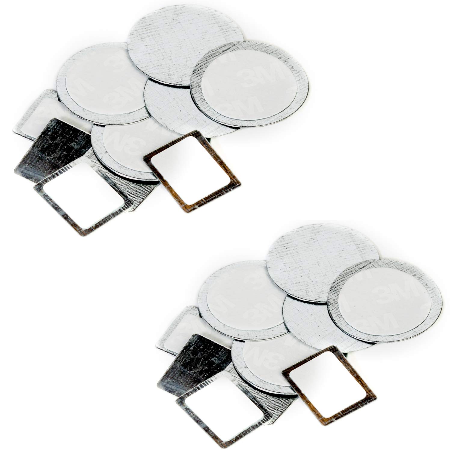 beauty junkees depotting metal stickers - 20pc round and square adhesive stickers for non-magnetic eyeshadow depotting pan for empty magnetic palette