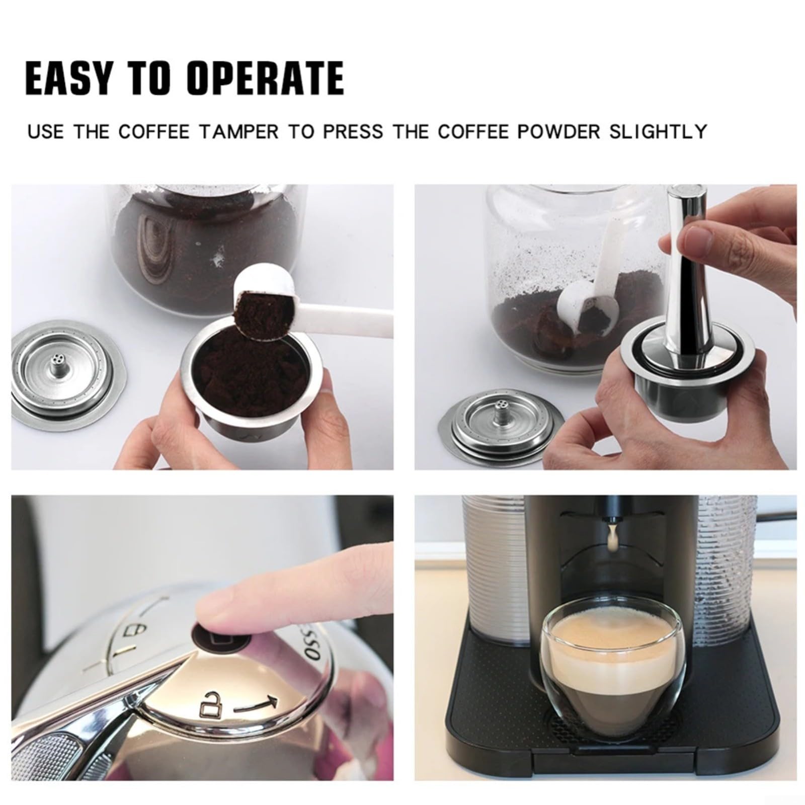 Cápsula de filtro de café recargable, cápsula de acero inoxidable, incluye cuchara de limpieza y cepillo, para sistema original, elección sostenible (2 cápsulas + cuchara y cepillo)