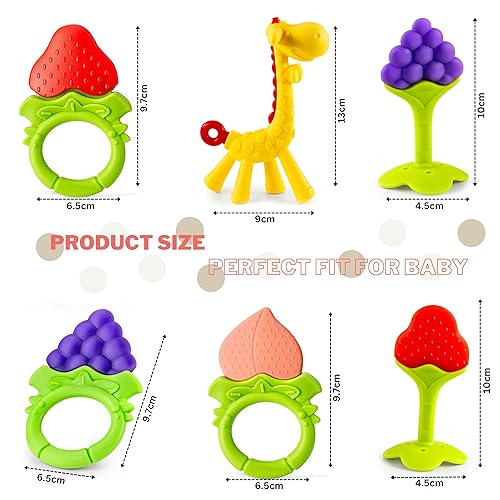 Miniatura 2 de Juguetes para dentición para bebés, paquete de 6 unidades, juego de mordedor para recién nacidos, silicona de grado alimenticio, apto para