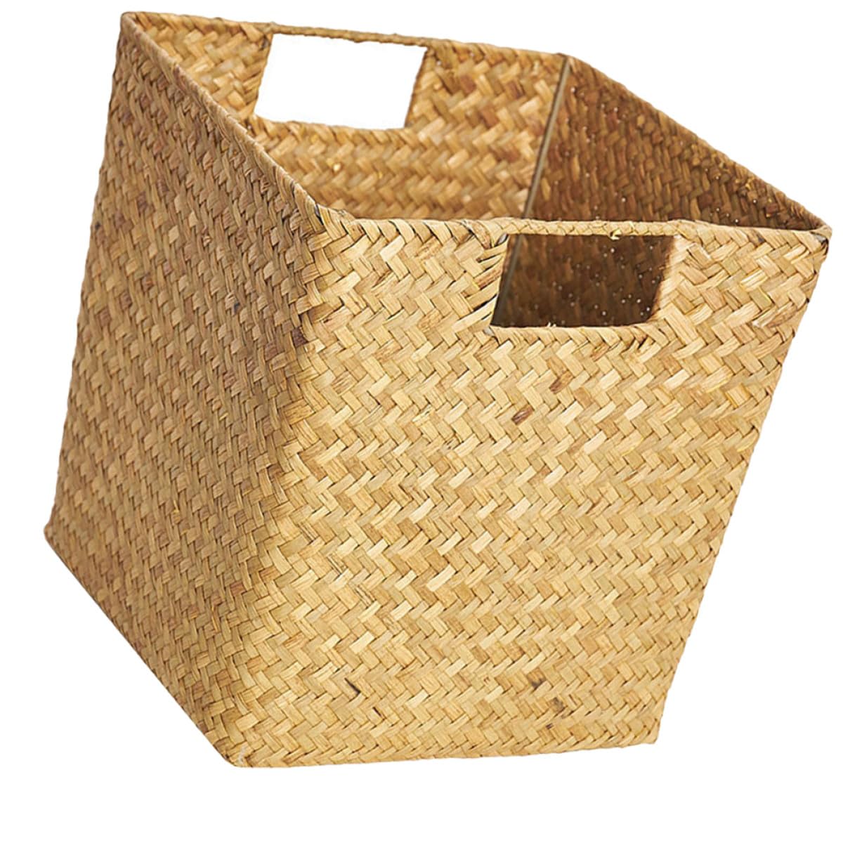 Panier de rangement en algues ouvert, corbeille fruits légère et aérée