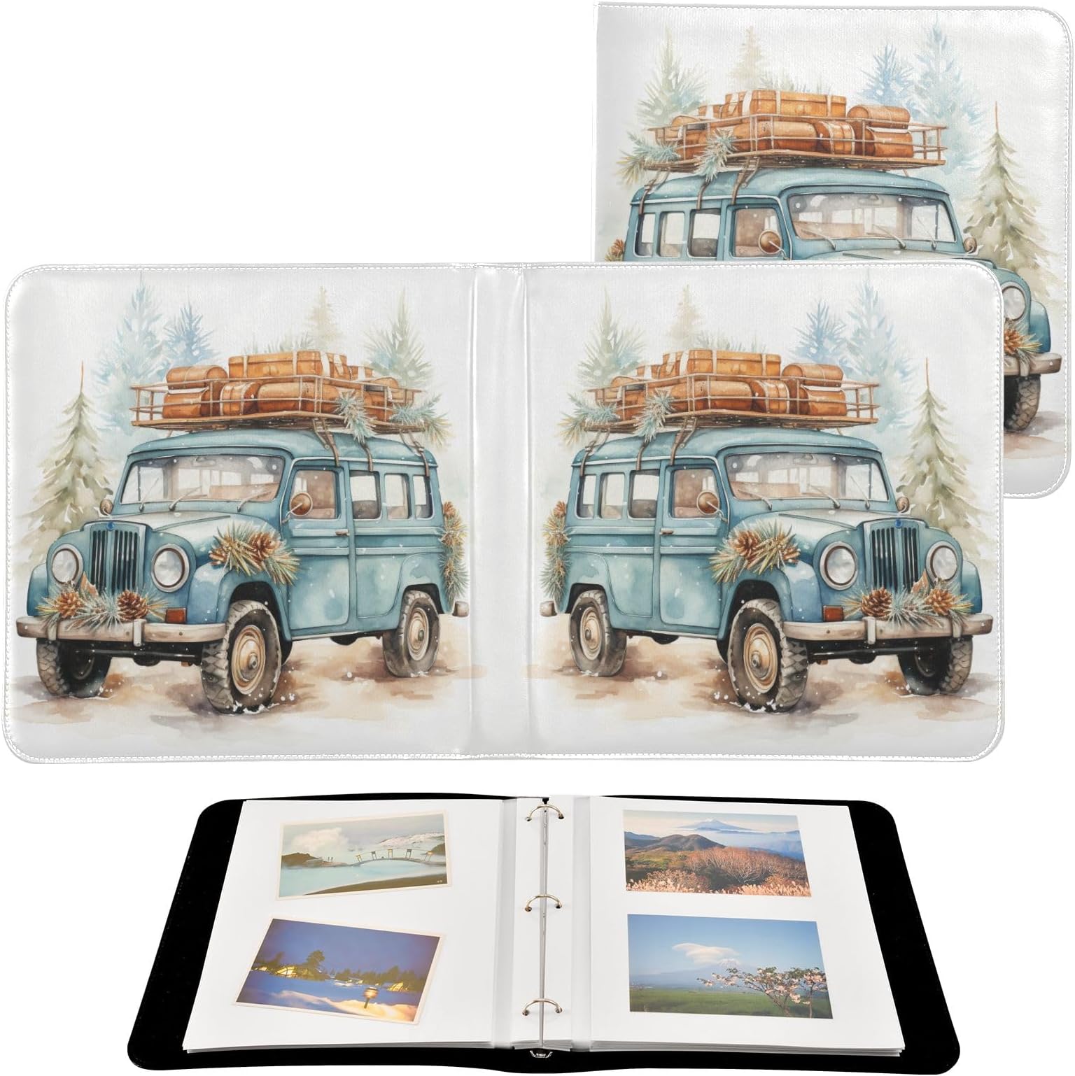 Photo Album Large Self Adhesive Scrapbook Albums Book DIY Car Green for 2×3 4×6 5×7 6×8 Pictures Leather Cover Personalized