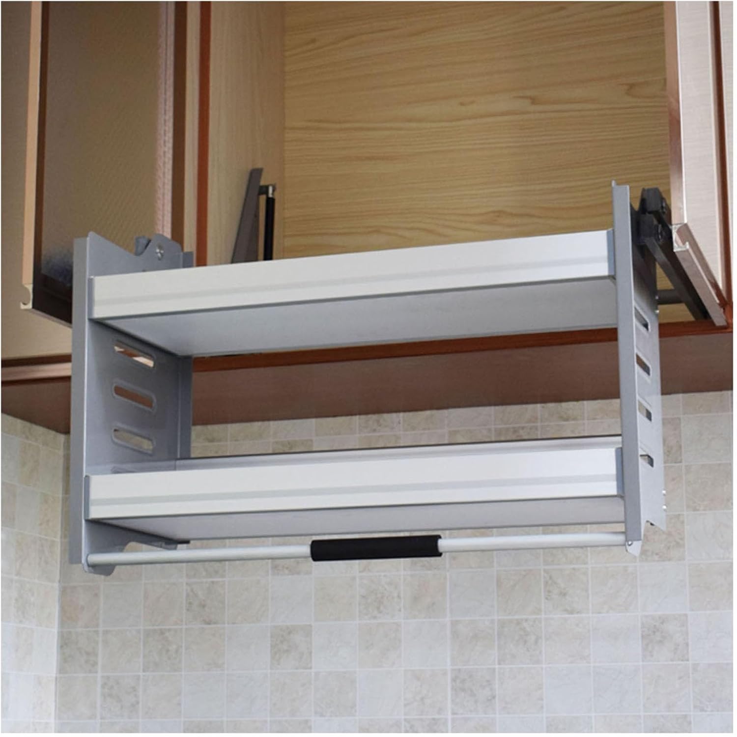 Cabinet Pull Down Shelf,Home Wall Cabinet Storage Lifting Basket,Aluminum Alloy Storage Rack,15kg Weight-Bearing,for Kitchen Seasoning Bottles Storage,560-570mm