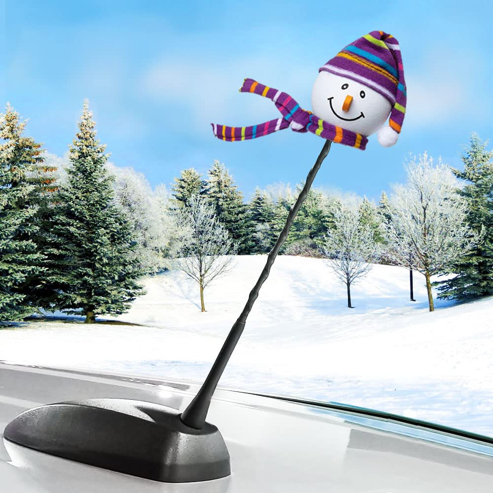 Tenna Tops Car Antenna Topper/Auto Mirror Dangler/Cute Dashboard Accessory (Snowman Purple Winter Hat)