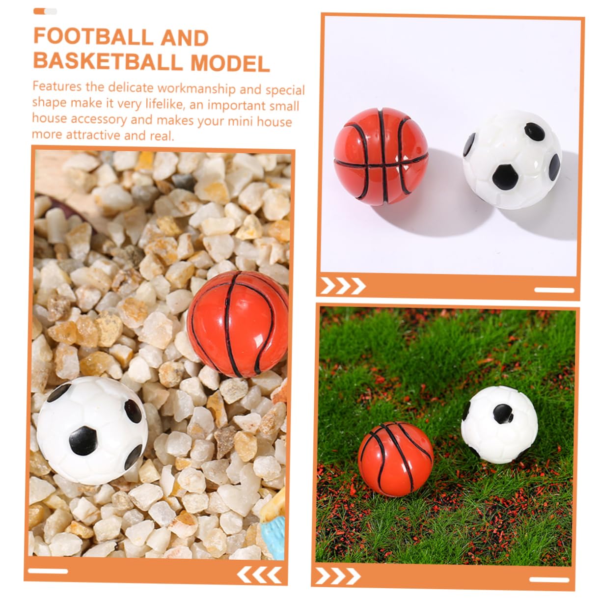 POPETPOP Mini Basketball Hoops Soccer Balls Set 20pcs Sports Balls for Decor Fairy Garden Miniature Accessory
