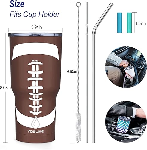 Miniatura 10 de yoelike Taza de café aislada de 14 onzas con asa y tapa, acero inoxidable, apta para lavavajillas, recubrimiento en polvo, taza de viaje aislada al