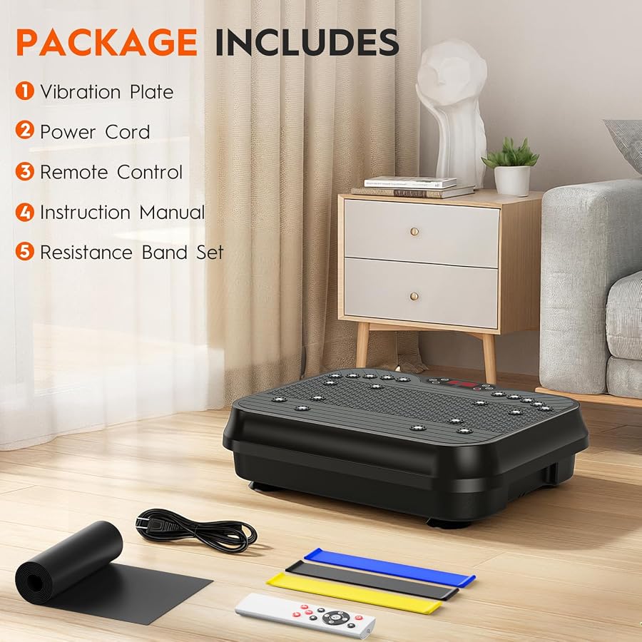 Vibration Plate Exercise Machine for Lymphatic Drainage, Stand Shake Plate | 9 Programs 250 Speed Levels Vibrating Plate with Magnetic Massage, Vibration Pad for Whole Body Fat Burning, Home Gym Workout, image 9