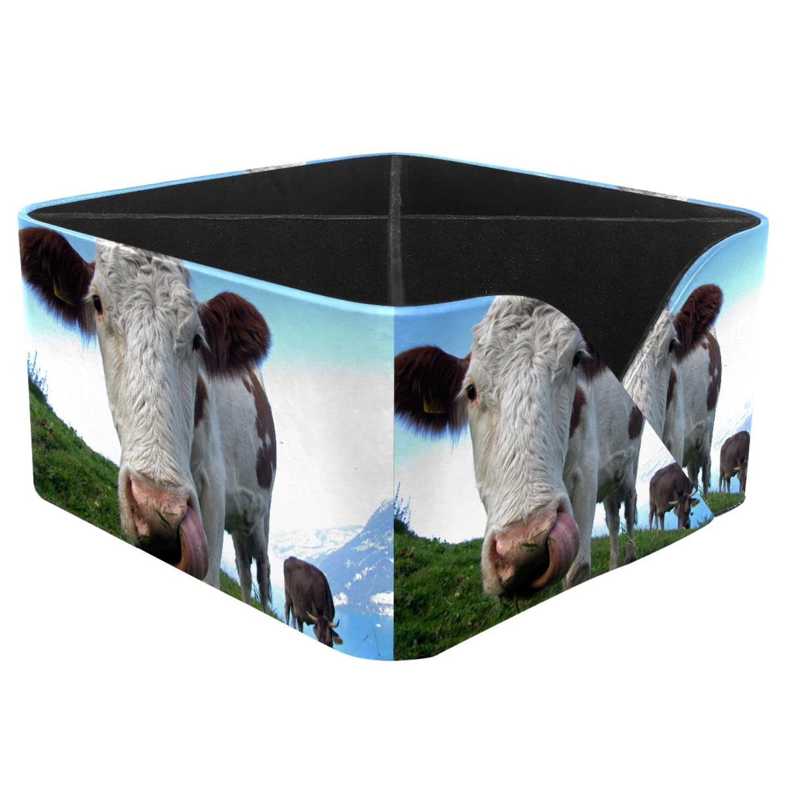 KengjuTesu Hereford Cattle Desktop Organizer Pen Holder, Rectangular Pencil Cup for Office, Study and Makeup Stations