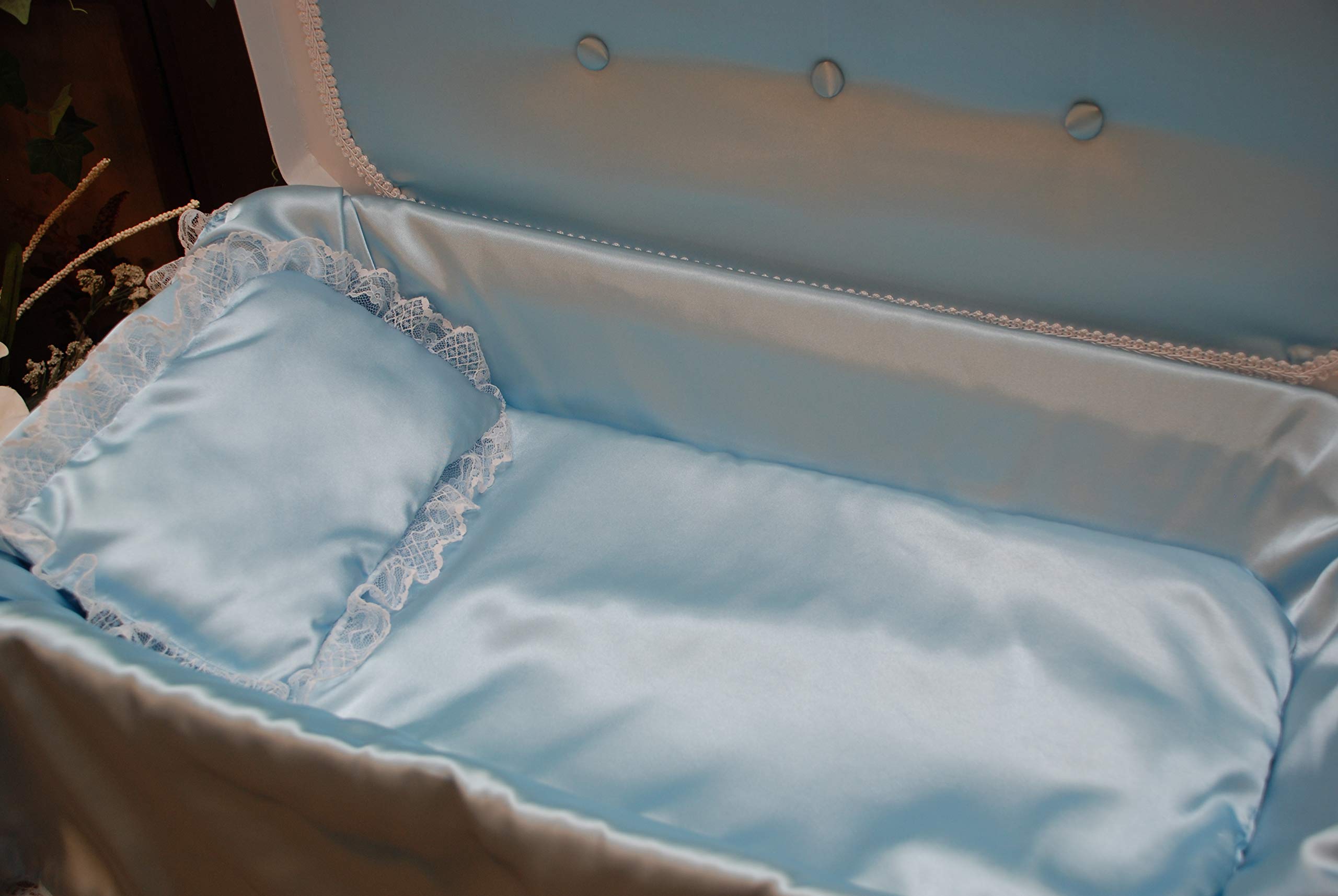 Newnak's Pet Casket-Pet Casket White/Blue (3 Sizes) Deluxe (Medium)