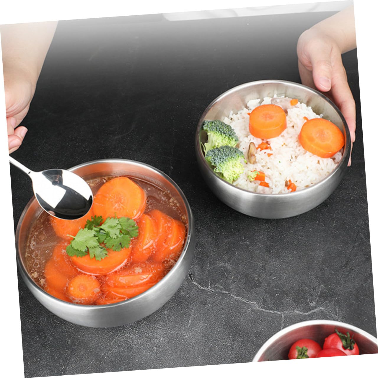 YARNOW 2 Stück Edelstahl Reisschalen 15Cm Ramen Nudelschalen Isolierte Suppenschalen Für Zuhause Und Restaurant