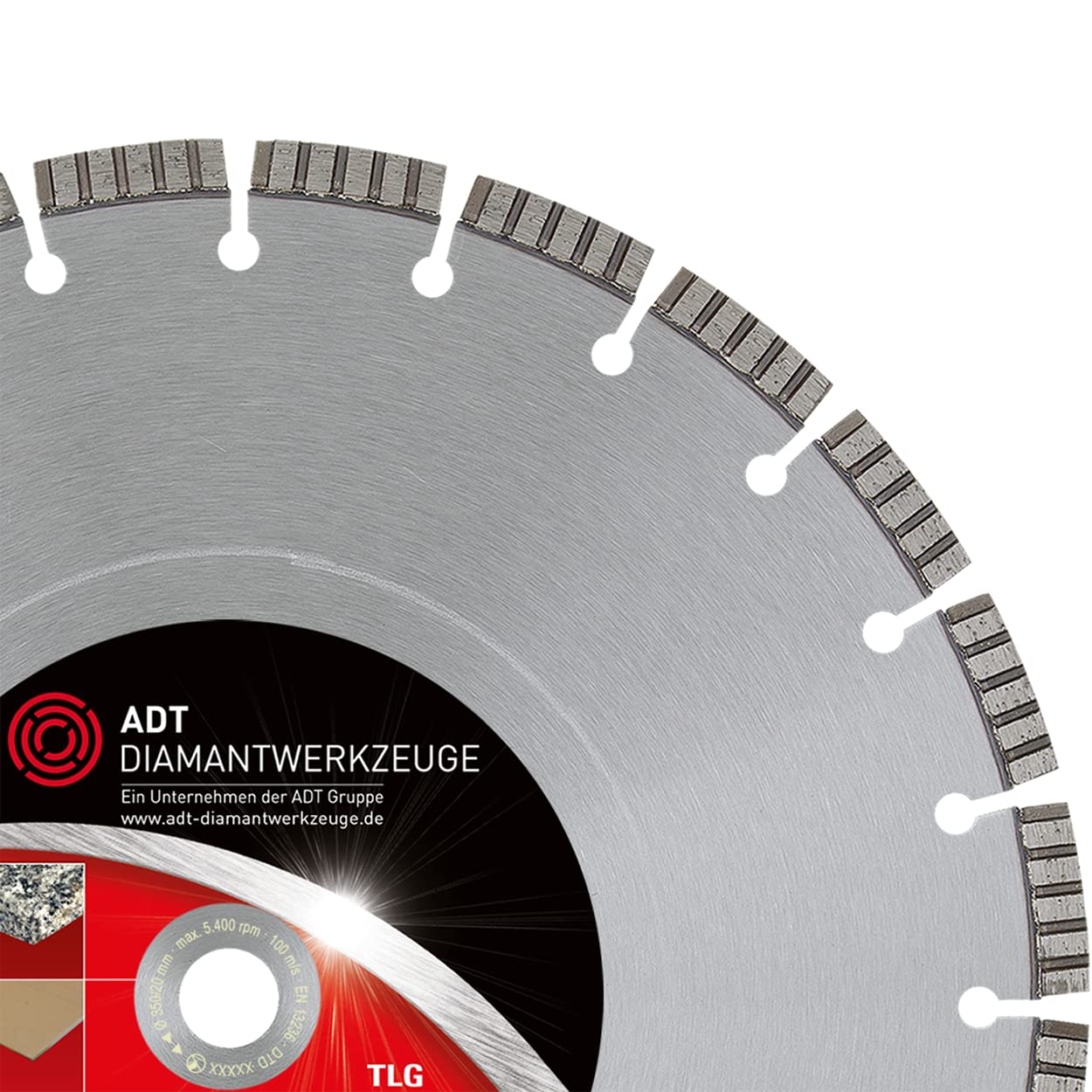 Diamante Piezas Premium Diámetro 350/20,0 mm orificio para amierten hormigón, piedra natural y artificial, cerámica, construcción material con 10 mm Segmento turbo