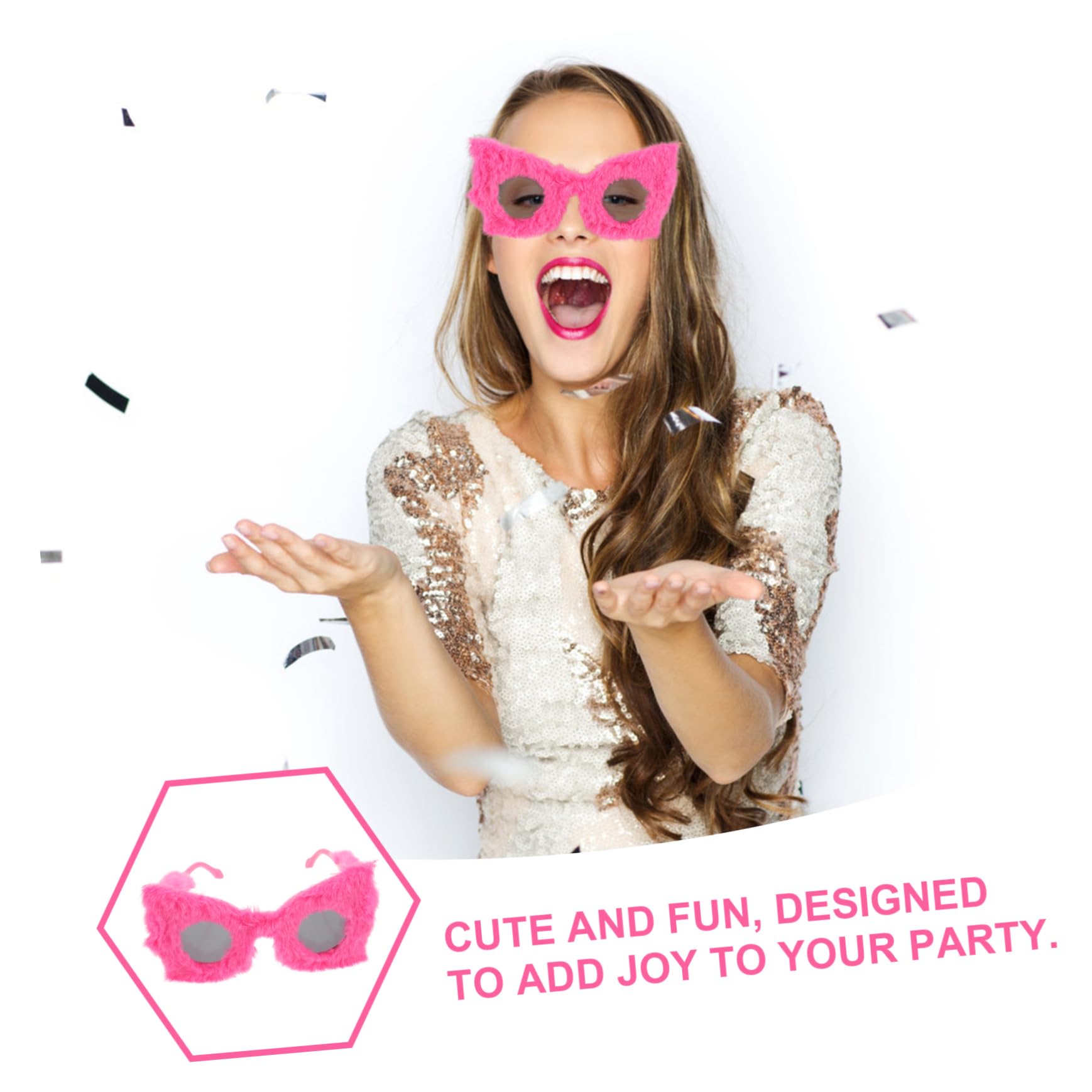 BESPORTBLE Lot De 4 Lunettes De Soleil En Peluche Pour Femme Accessoire De Décoration Pour Enterrement De Vie De Jeune Fille Tendance Et Amusantes Roses