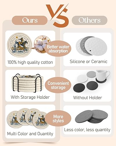 Miniatura 3 de Posavasos absorbentes para bebidas, para café, mesa de madera, oficina, bonita casa de campo al aire libre, rústico, escritorio, tejido único, para