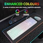 HUO JI White Gaming Keyboard USB Wired with Rainbow LED Backlit, Floating Keys, Mechanical Feeling, Spill Resistant, Ergonomic for Xbox, PS Series, Desktop, Computer, PC