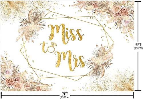 Miniatura 5 de SENDY Telón de fondo de 7 x 5 pies de Miss to Mrs Boho Chic Floral despedida de soltera Fotografía de fondo de boda, aniversario de boda, decoración