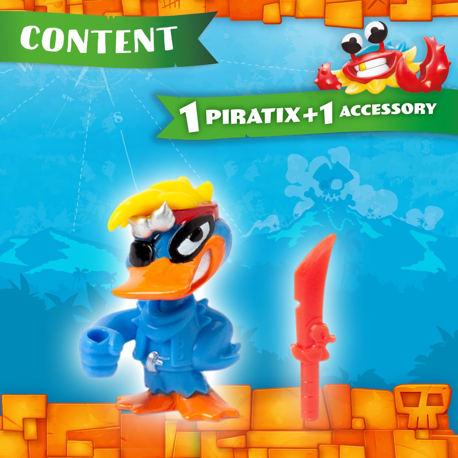 PIRATIX ADVENTURE WORLD Seria Wild Kingdom - pudełko z 24 kopertami niespodzianki z kolekcjonerskimi figurkami pirackimi. Każda koperta zawiera 1 niespodziankę Piratix i 1 akcesorium z efektem zmiany