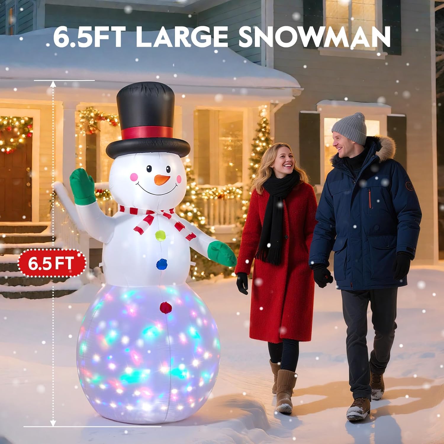 Christmas Inflatable Outdoor Decorations 6.5 FT, with Motion Sensor & 8 Music & RGB Light Large Blow Up Yard Decor, Christmas Party Outdoor, Yard, Garden, Lawn Winter Decorations Ornaments