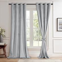 JIUZHEN Silver Grey Velvet Blackout Curtains 96 Inch for Living Room